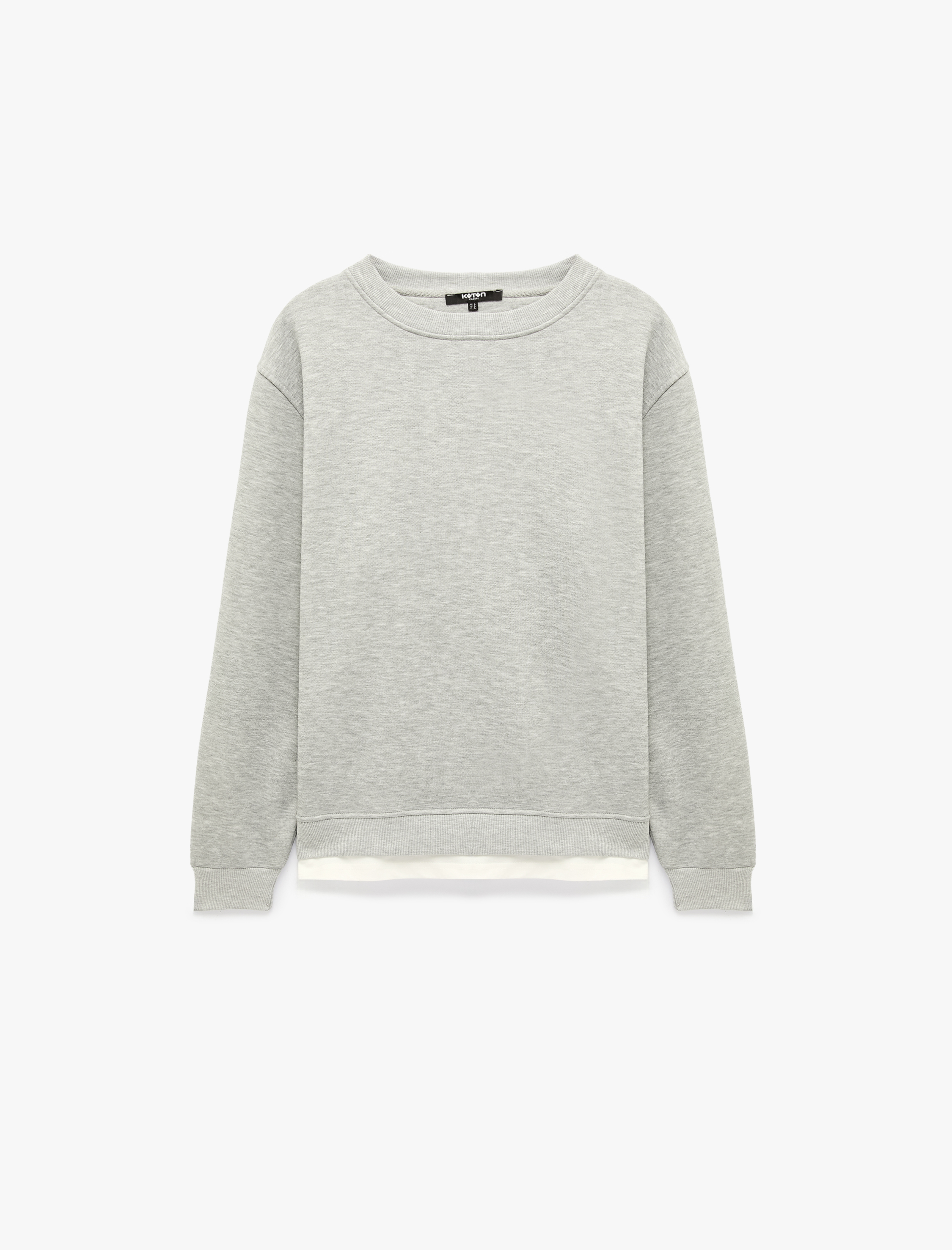 Koton Şardonlu Regular Fit Bisiklet Yaka Uzun Kollu Sweatshirt