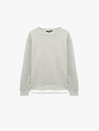 Şardonlu Regular Fit Bisiklet Yaka Uzun Kollu Sweatshirt