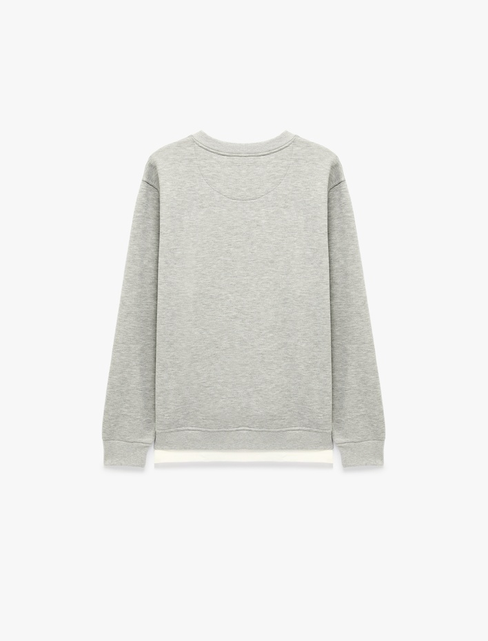 Şardonlu Regular Fit Bisiklet Yaka Uzun Kollu Sweatshirt