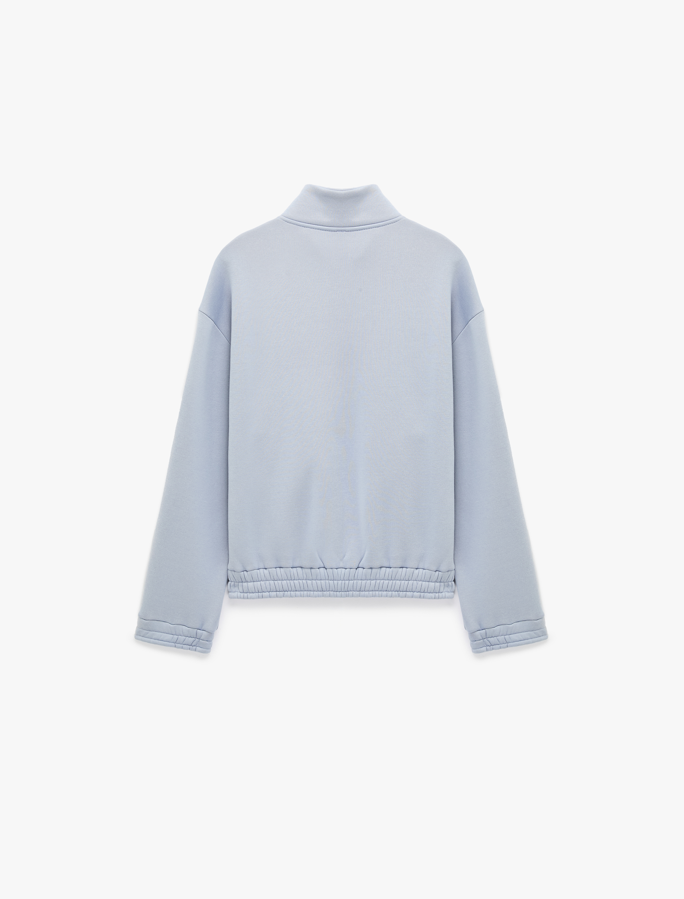   Şardonlu Rahat Kalıp Dik Yaka Fermuarlı Kurbağa Kapama Düğmeli Uzun Kollu Sweatshirt