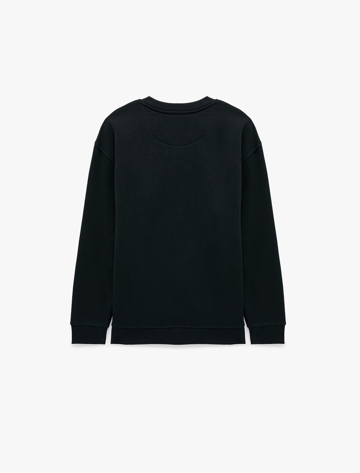  Uzun Kollu Üç İplik Şardonlu Düğmeli Henley Yaka Sweatshirt