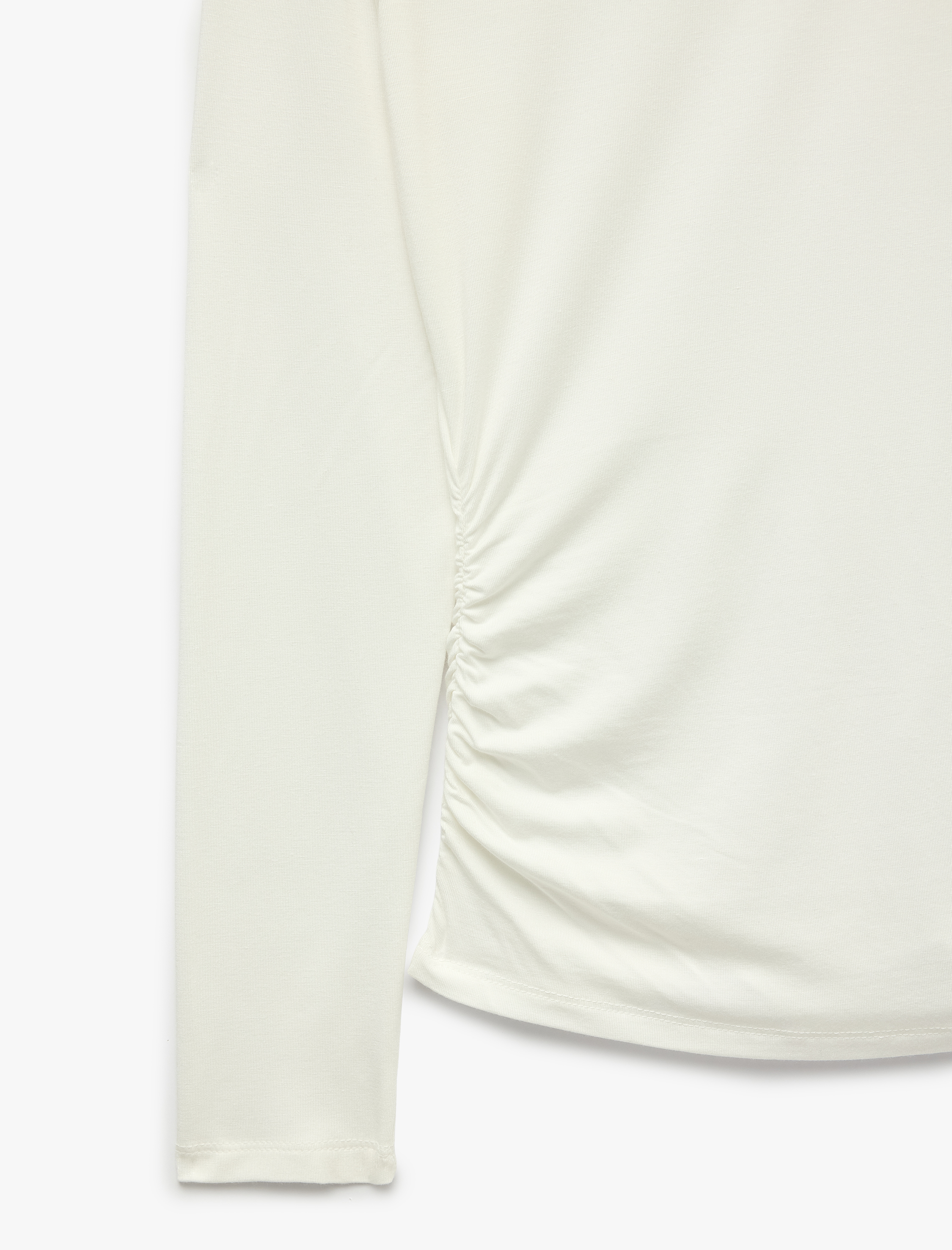   Slim Fit Viskon Uzun Kollu Asimetrik Yaka Tişört