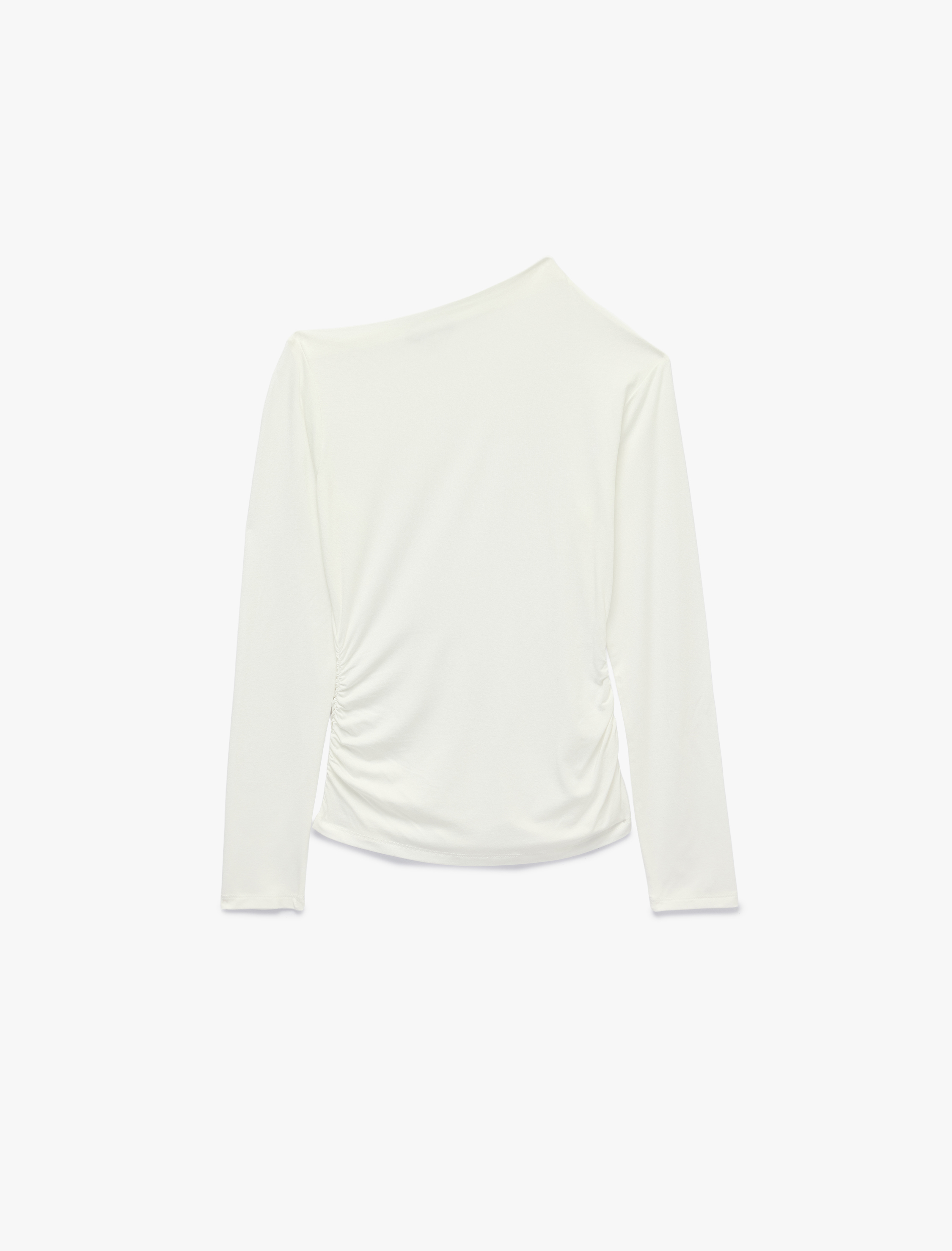   Slim Fit Viskon Uzun Kollu Asimetrik Yaka Tişört