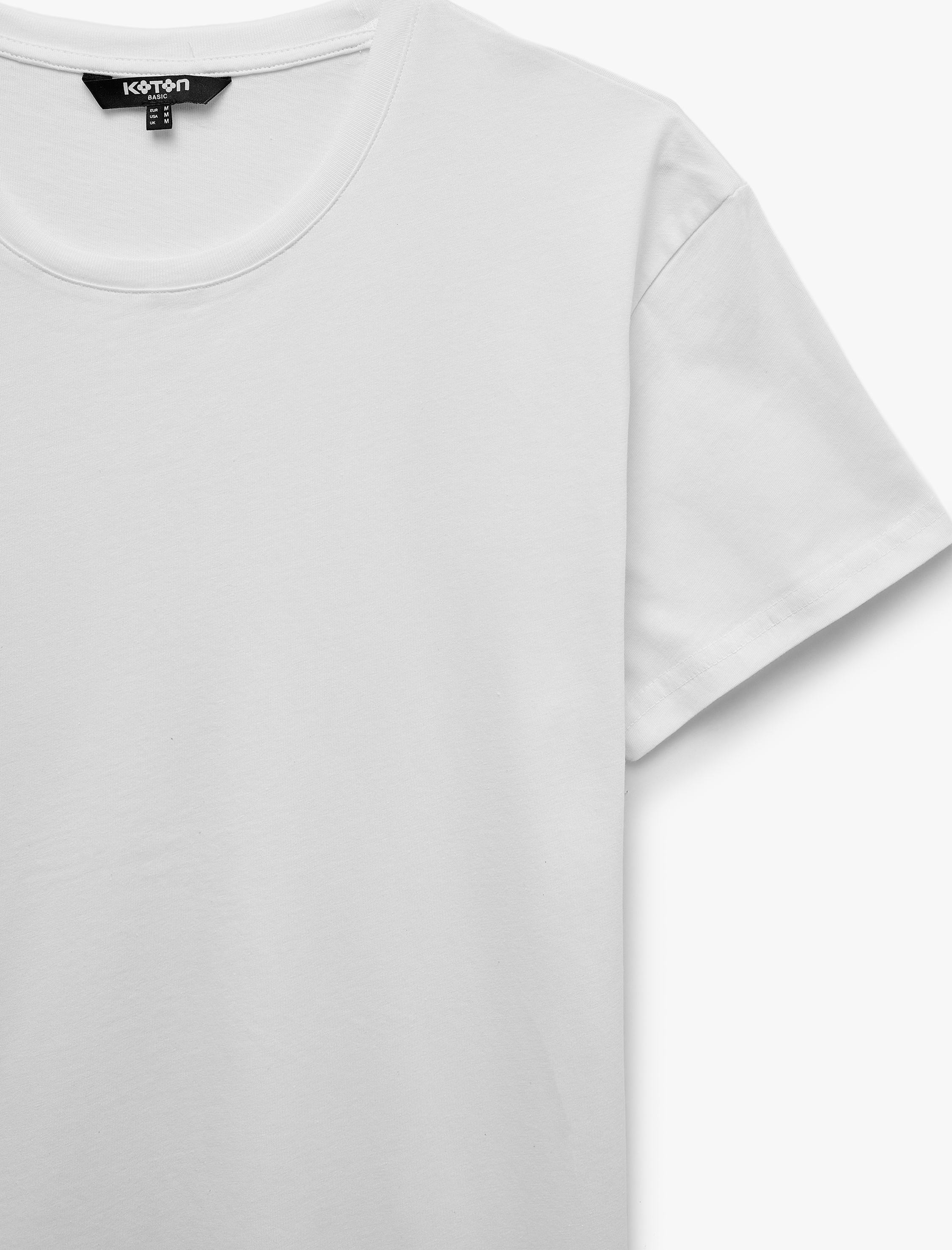 Koton Pamuklu Kısa Kollu Bisiklet Yaka Basic Slim Fit Tişört görsel 3