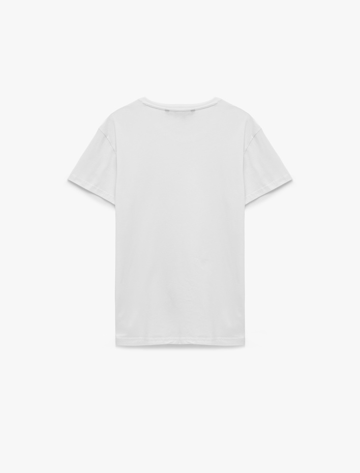  Pamuklu Kısa Kollu Bisiklet Yaka Basic Slim Fit Tişört