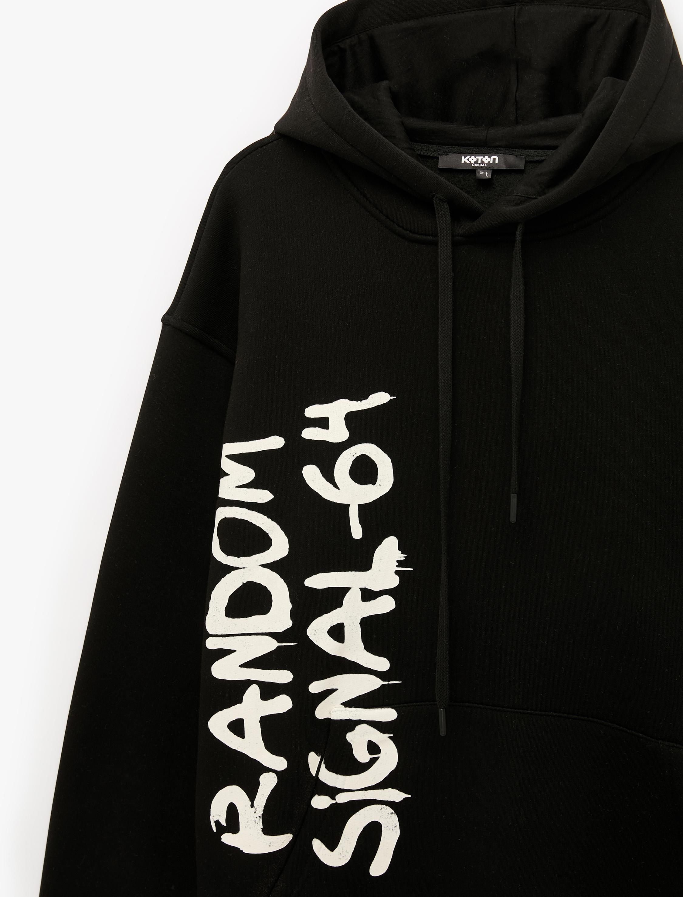 Koton Rahat Kalıp Kanguru Cepli Üç İplik Şardonlu Baskılı Kapşonlu Sweatshirt görsel 3