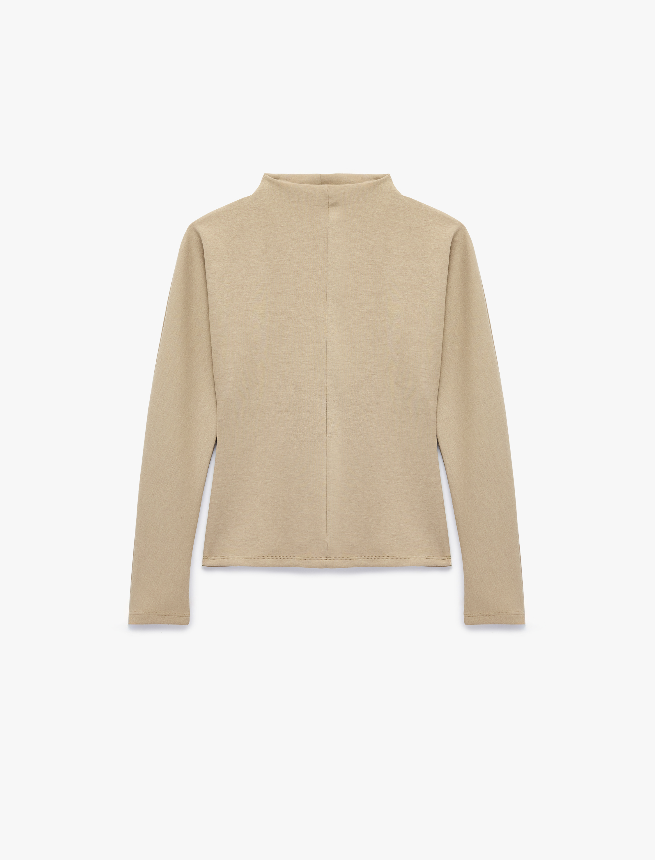   Dikiş Detaylı Slim Fit Dik Yaka Uzun Kollu Tişört