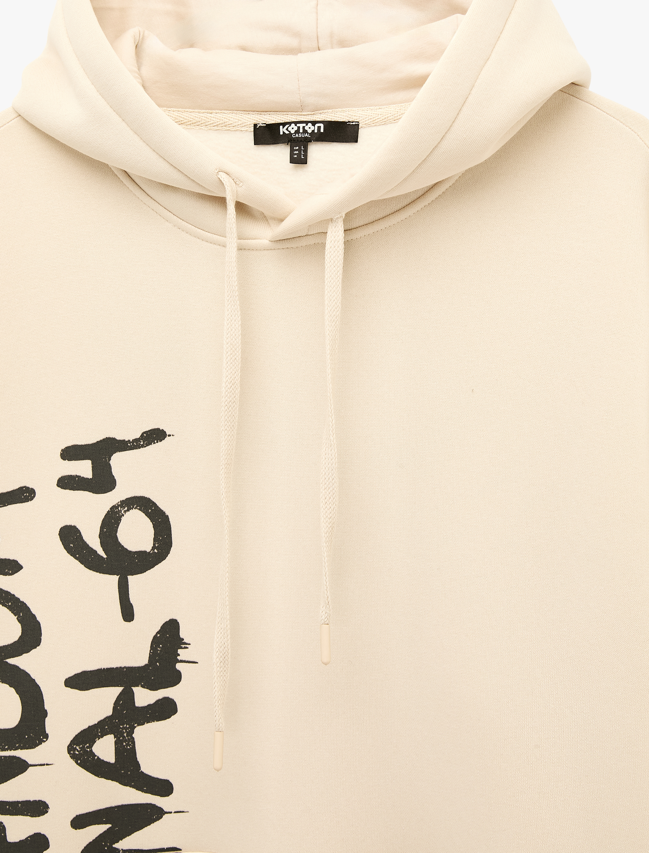 Koton Rahat Kalıp Kanguru Cepli Üç İplik Şardonlu Baskılı Kapşonlu Sweatshirt görsel 3