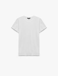 Pamuklu Kısa Kollu Bisiklet Yaka Basic Slim Fit Tişört
