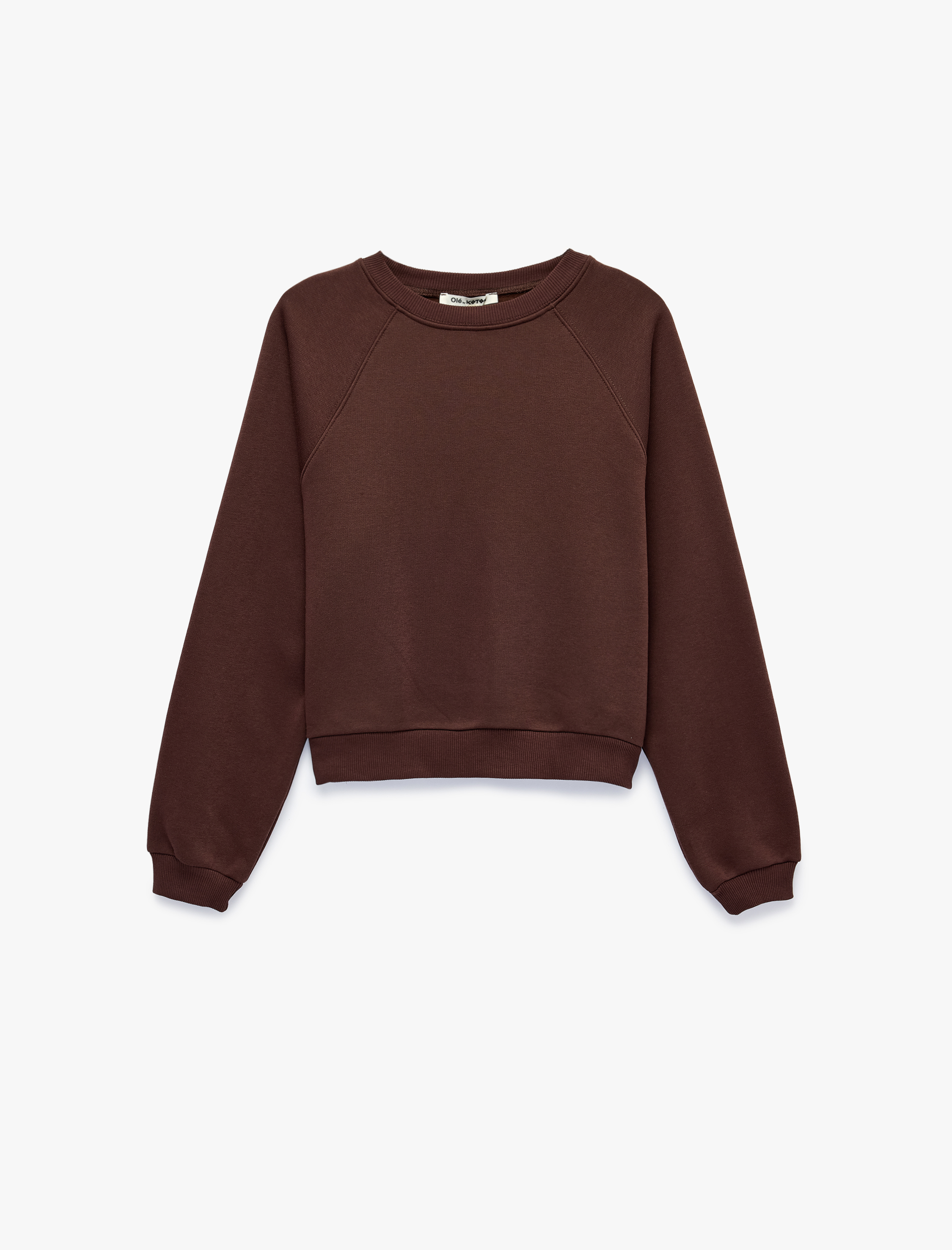   Rahat Kalıp Uzun Kollu Bisiklet Yaka Şardonlu Sweatshirt