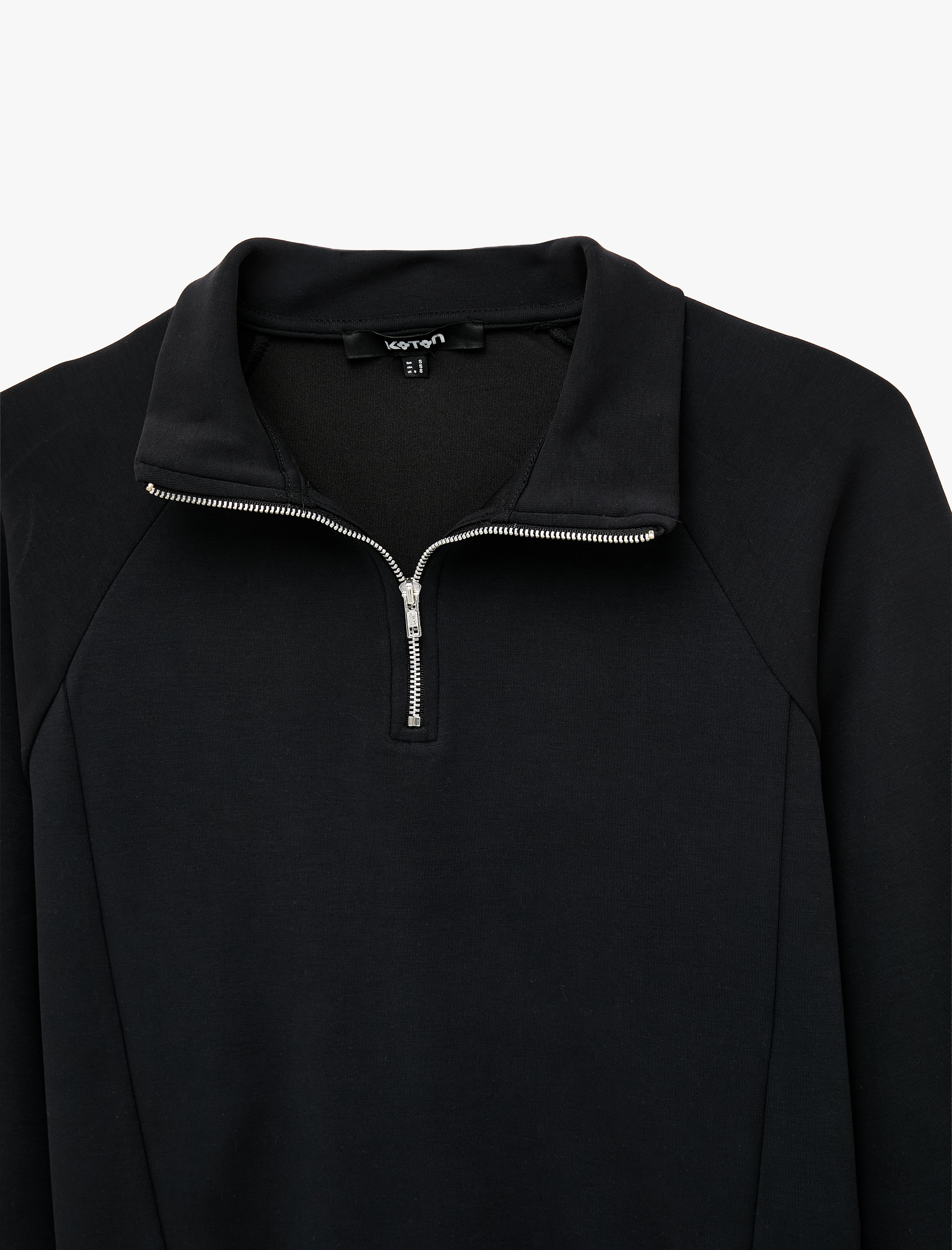   Modal Kumaş Regular Fit Uzun Kollu Dik Yaka Yarım Fermuarlı Sweatshirt