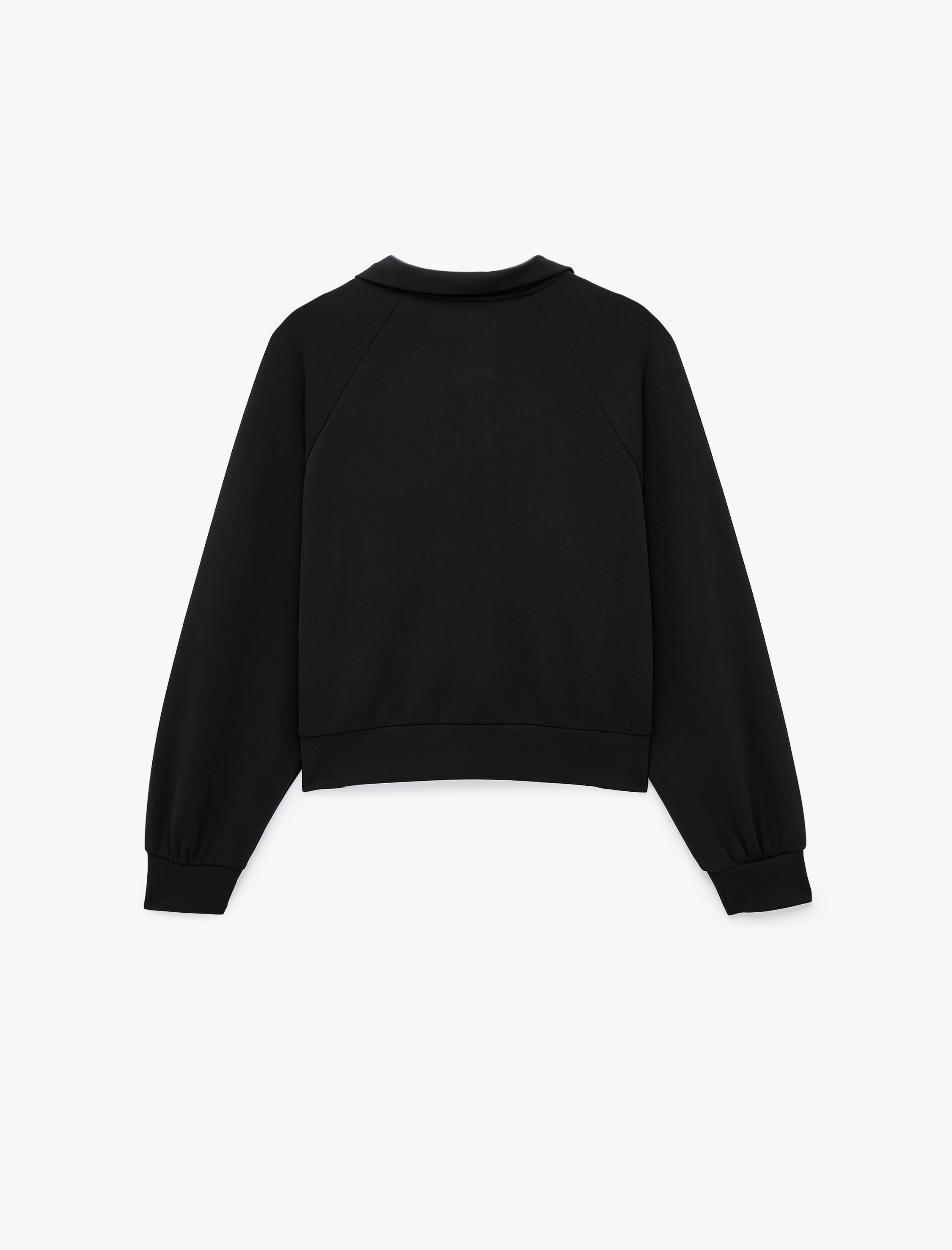   Modal Kumaş Regular Fit Uzun Kollu Dik Yaka Yarım Fermuarlı Sweatshirt