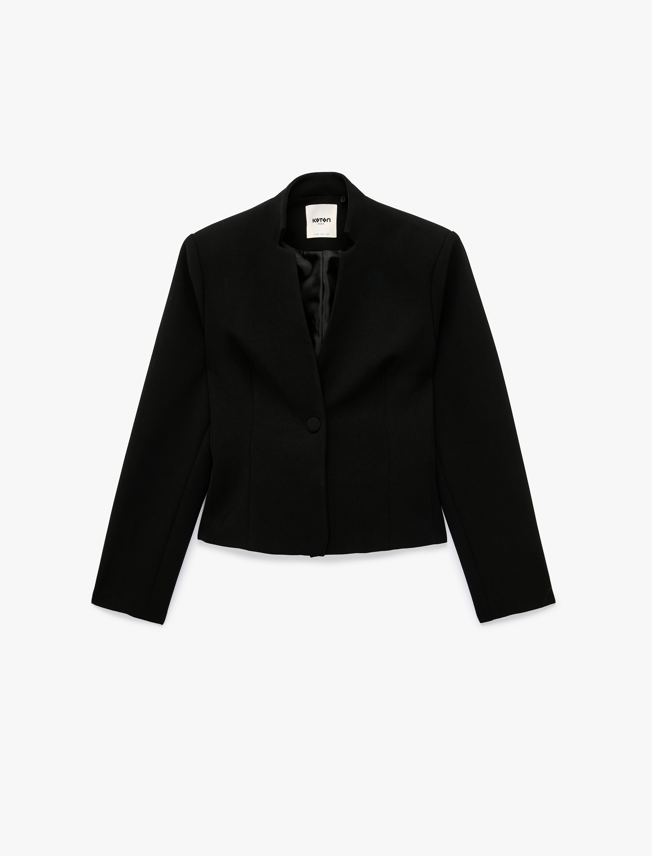   Uzun Kollu Tek Düğmeli Krep Blazer Ceket