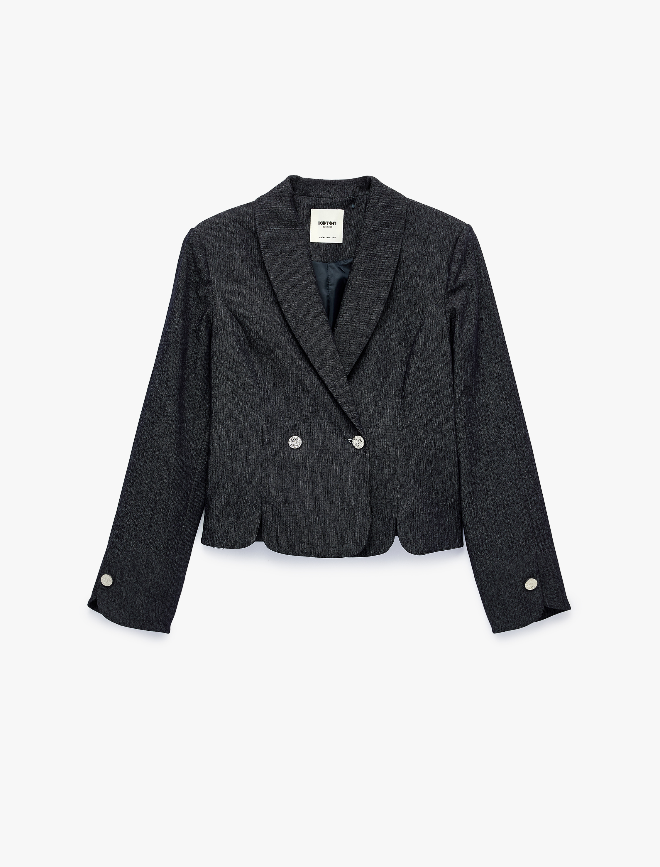 Koton Slim Fit Uzun Kollu Düğmeli Şal Yaka Kruvaze Blazer Ceket