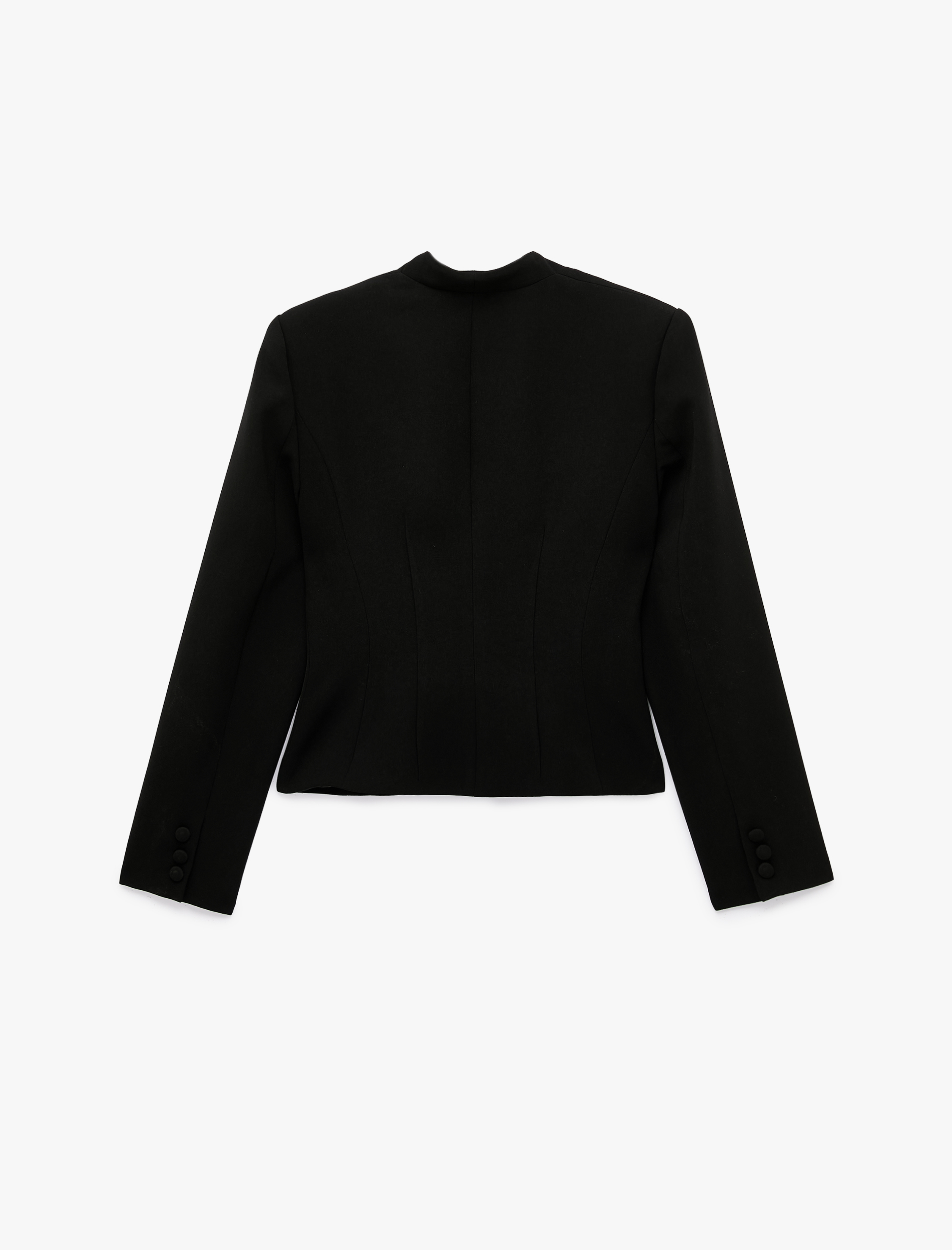   Uzun Kollu Tek Düğmeli Krep Blazer Ceket