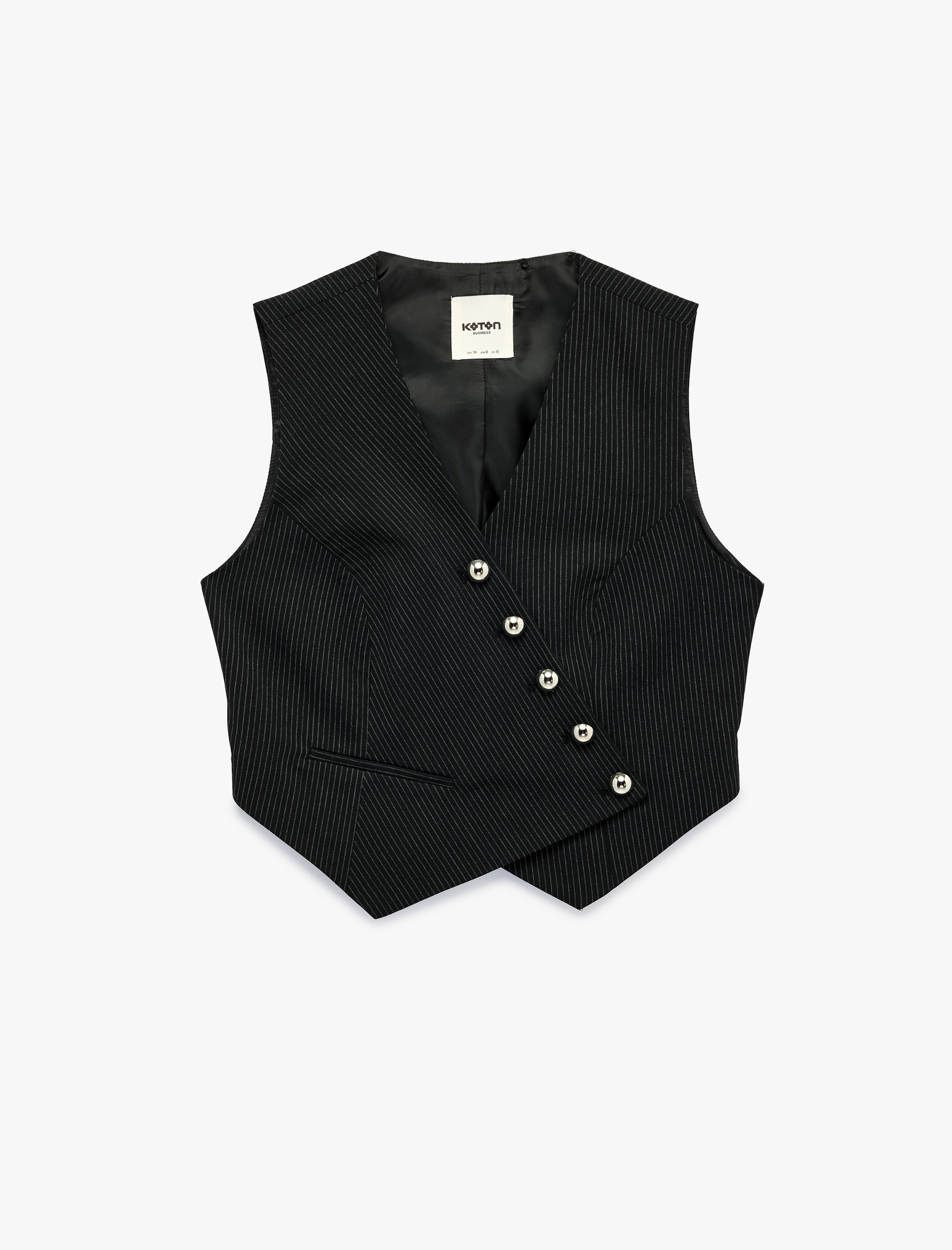 Koton Asimetrik Çizgili Blazer Yelek