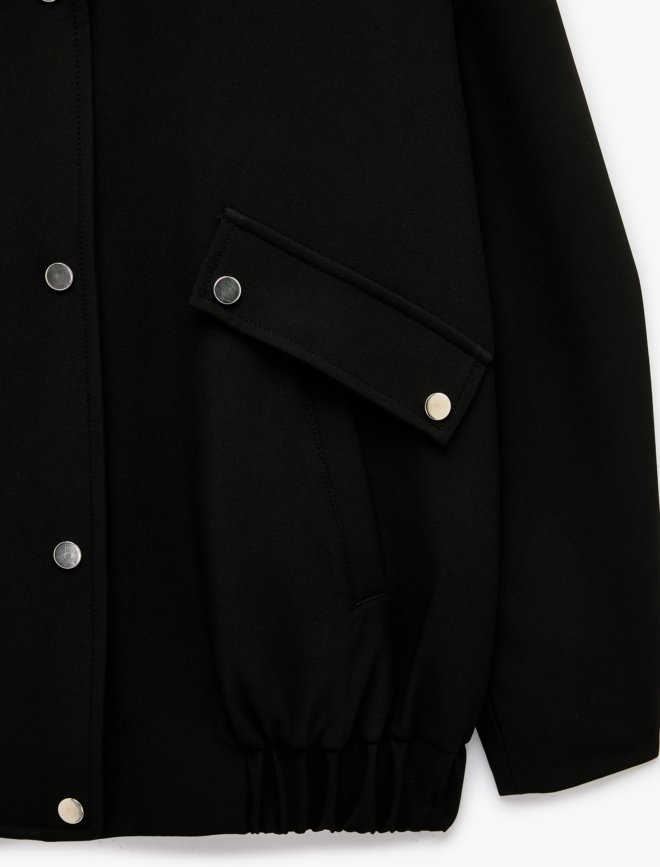   Cepli Kolej Yaka Uzun Kollu Oversize Bomber Ceket