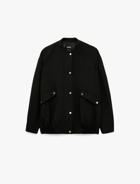 Cepli Kolej Yaka Uzun Kollu Oversize Bomber Ceket