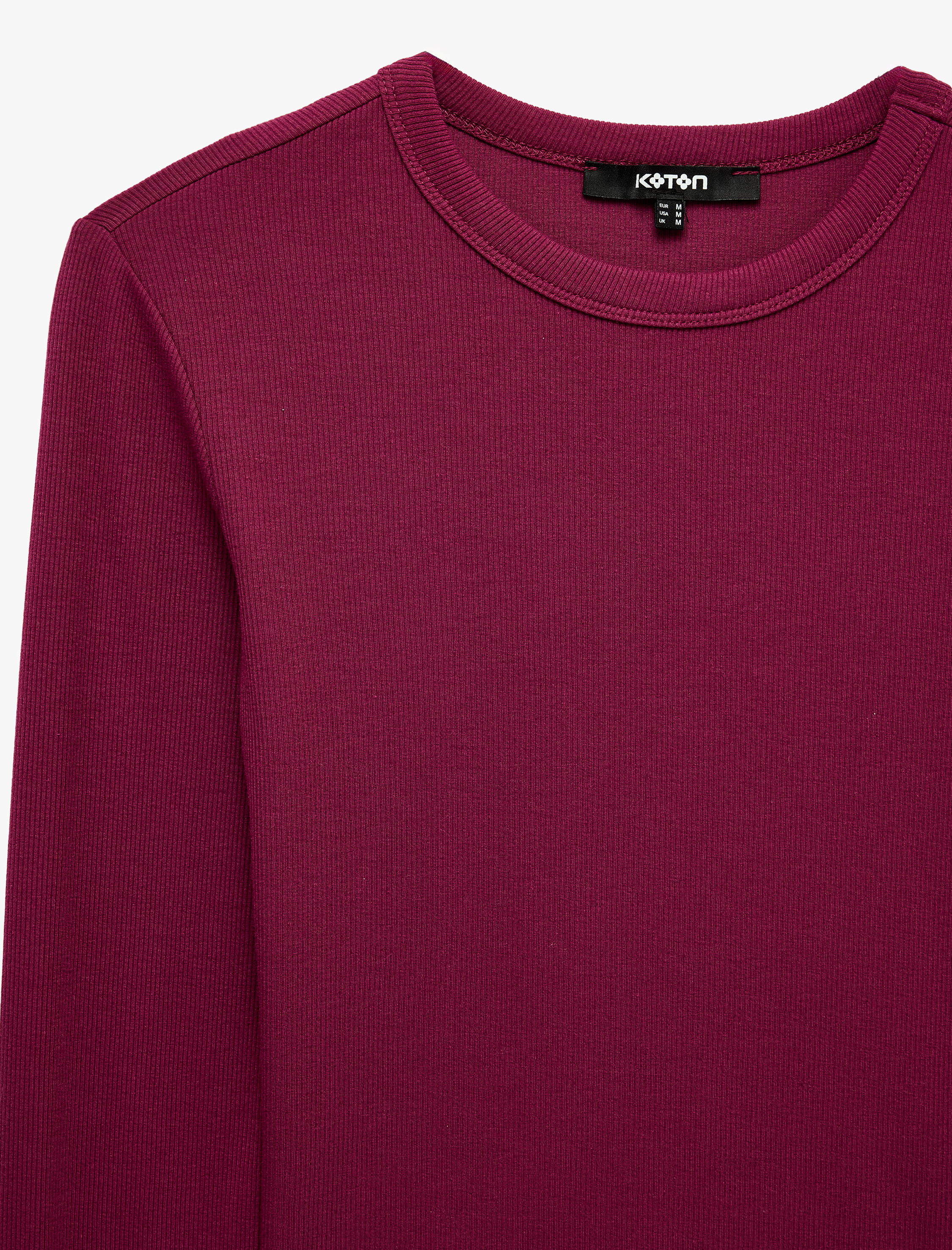   Slim Fit Kaşkorse Pamuk Karışımlı Bisiklet Yaka Uzun Kollu Basic Tişört