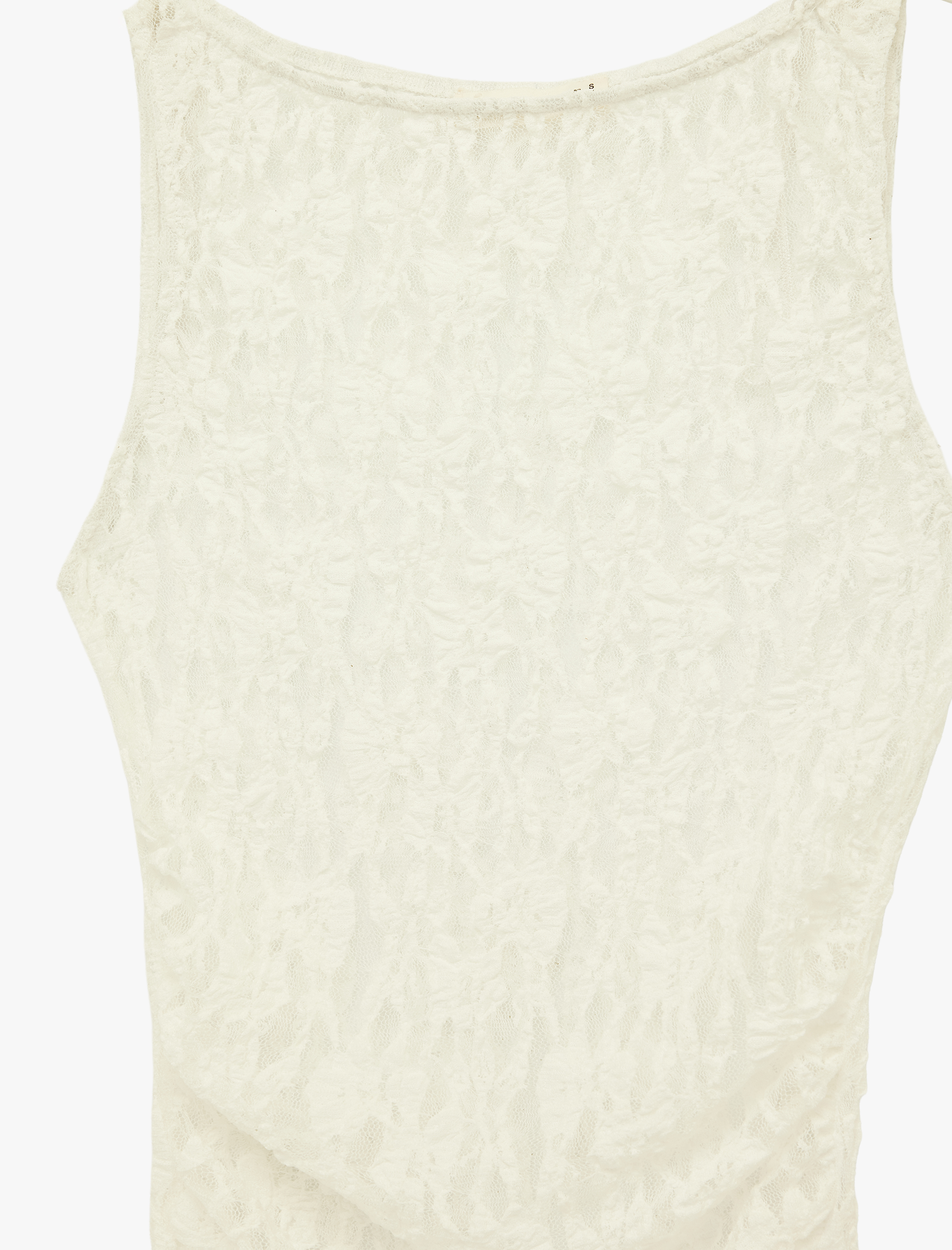 Koton Slim Fit Kolsuz Yuvarlak Yaka Transparan Dantelli Bluz görsel 3