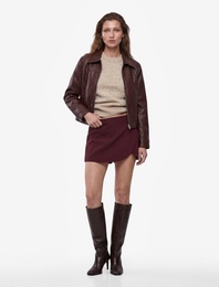 Slim Fit Cep Detaylı Asimetrik Katlı A Kesim Mini Şort Etek
