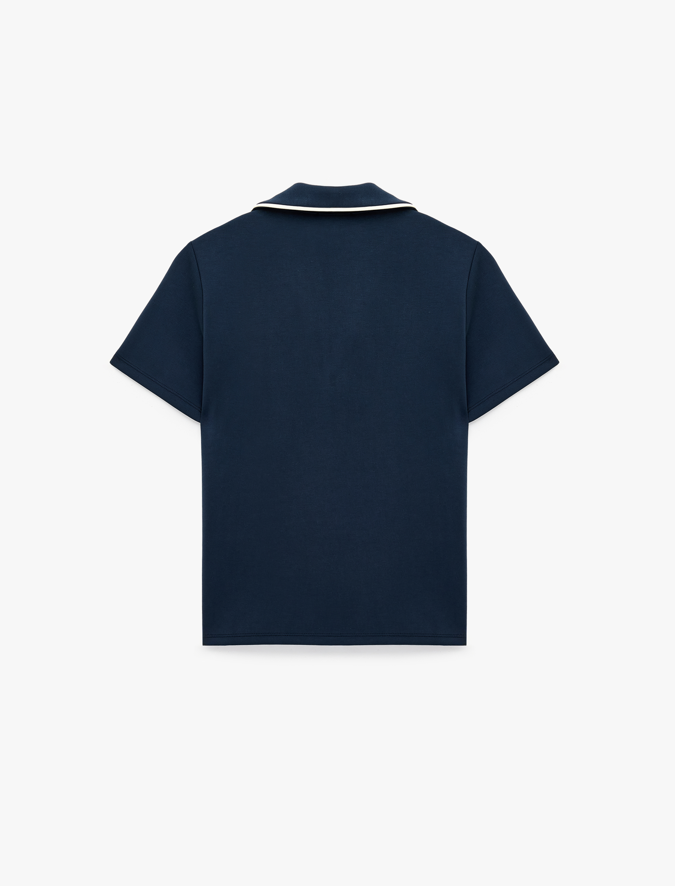   Modal Kumaş Regular Fit Biyeli Kısa Kollu Polo Yaka Tişört