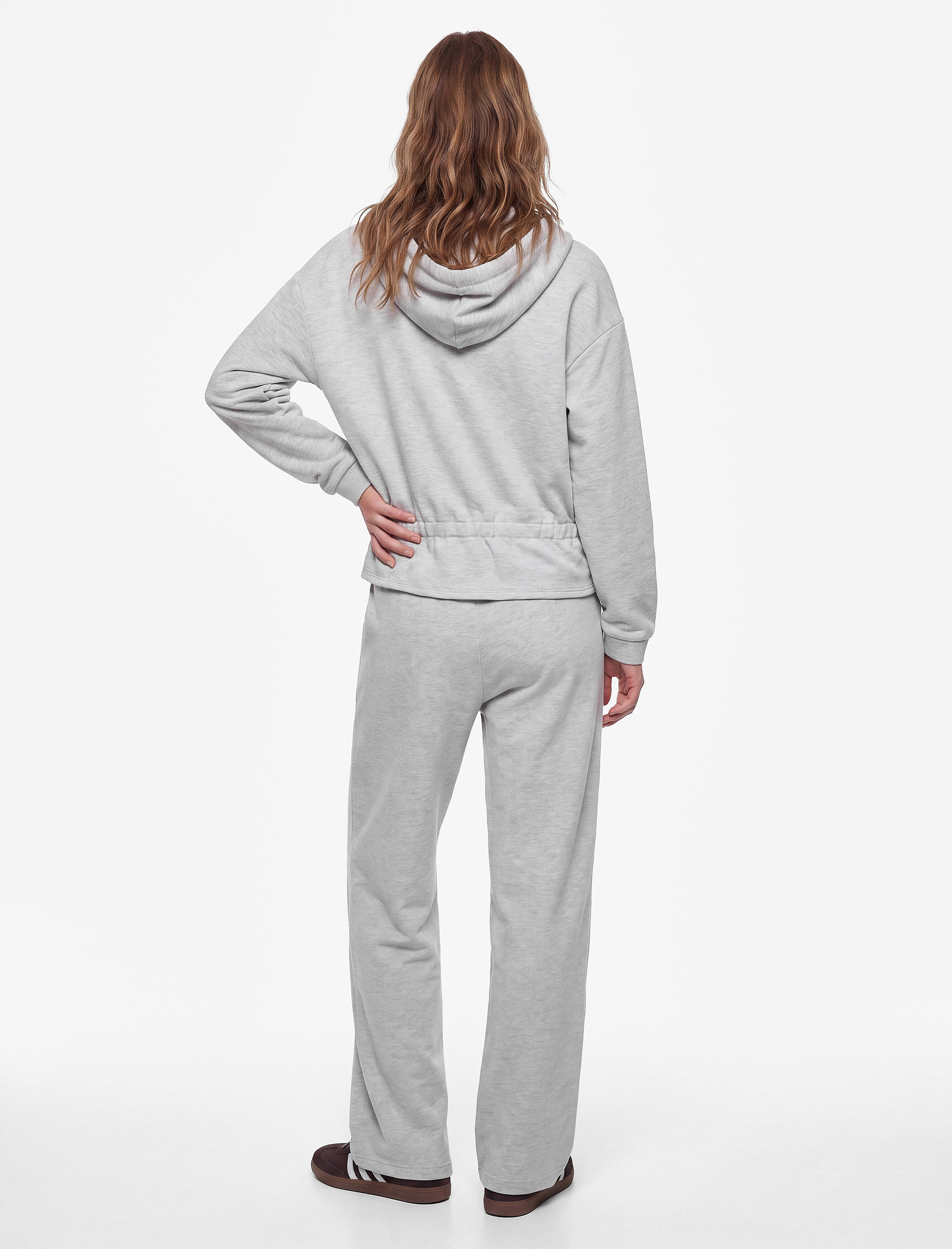Koton Büzgülü Slim Fit Şardonlu Uzun Kollu Kapüşonlu Fermuarlı Sweatshirt görsel 4