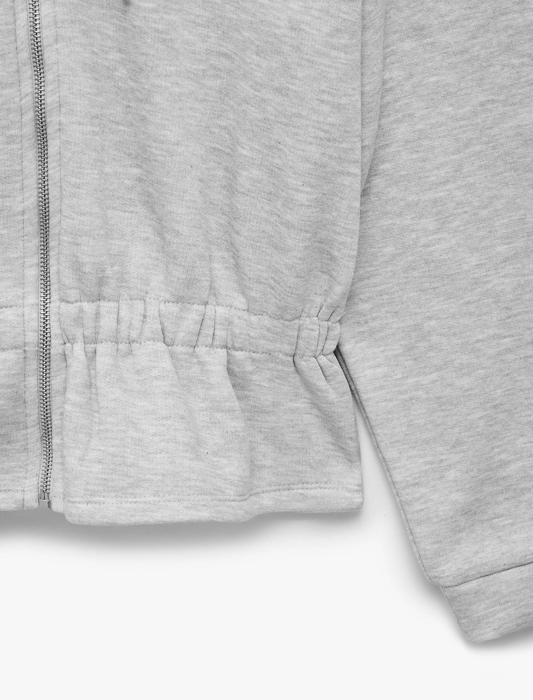 Koton Büzgülü Slim Fit Şardonlu Uzun Kollu Kapüşonlu Fermuarlı Sweatshirt görsel 7