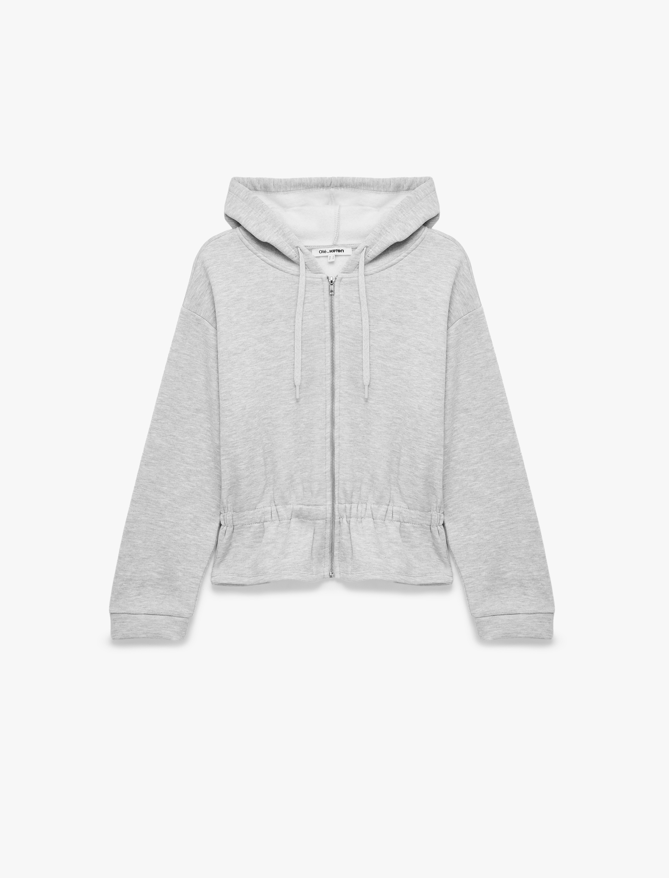 Koton Büzgülü Slim Fit Şardonlu Uzun Kollu Kapüşonlu Fermuarlı Sweatshirt görsel 5