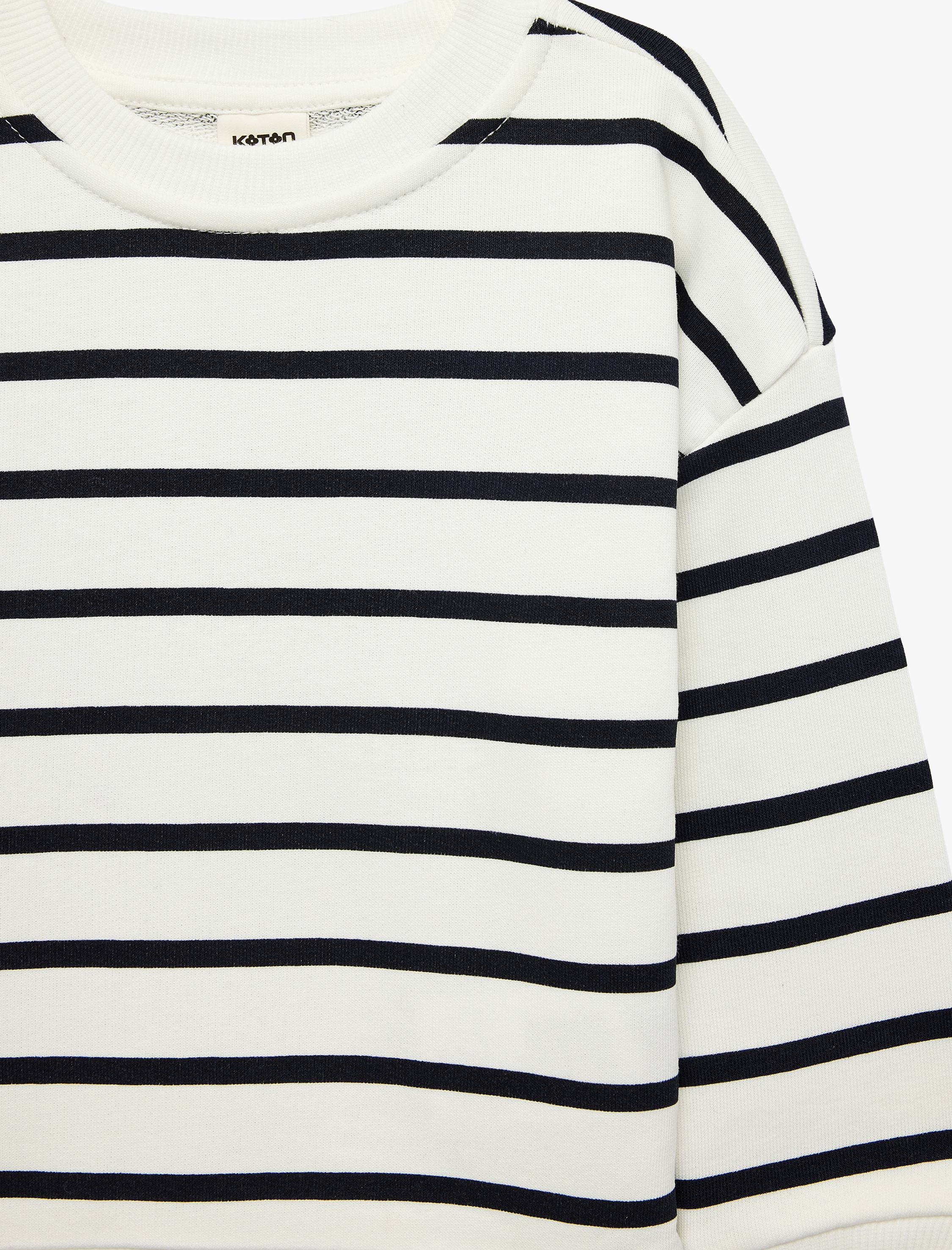  Erkek Bebek Bisiklet Yaka Uzun Kollu Çizgili Oversize Sweatshirt