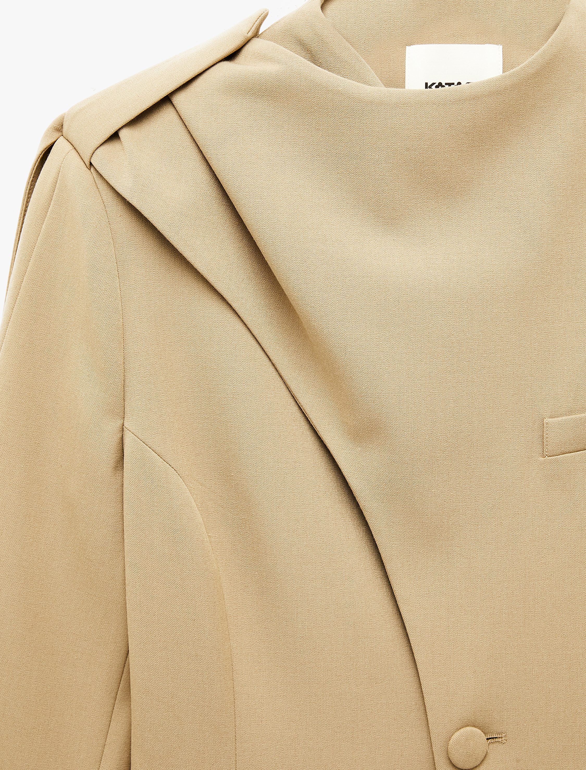 Koton Uzun Kollu Şal Yaka Düğmeli Asimetrik Drape Detaylı Peplum Blazer Ceket görsel 3