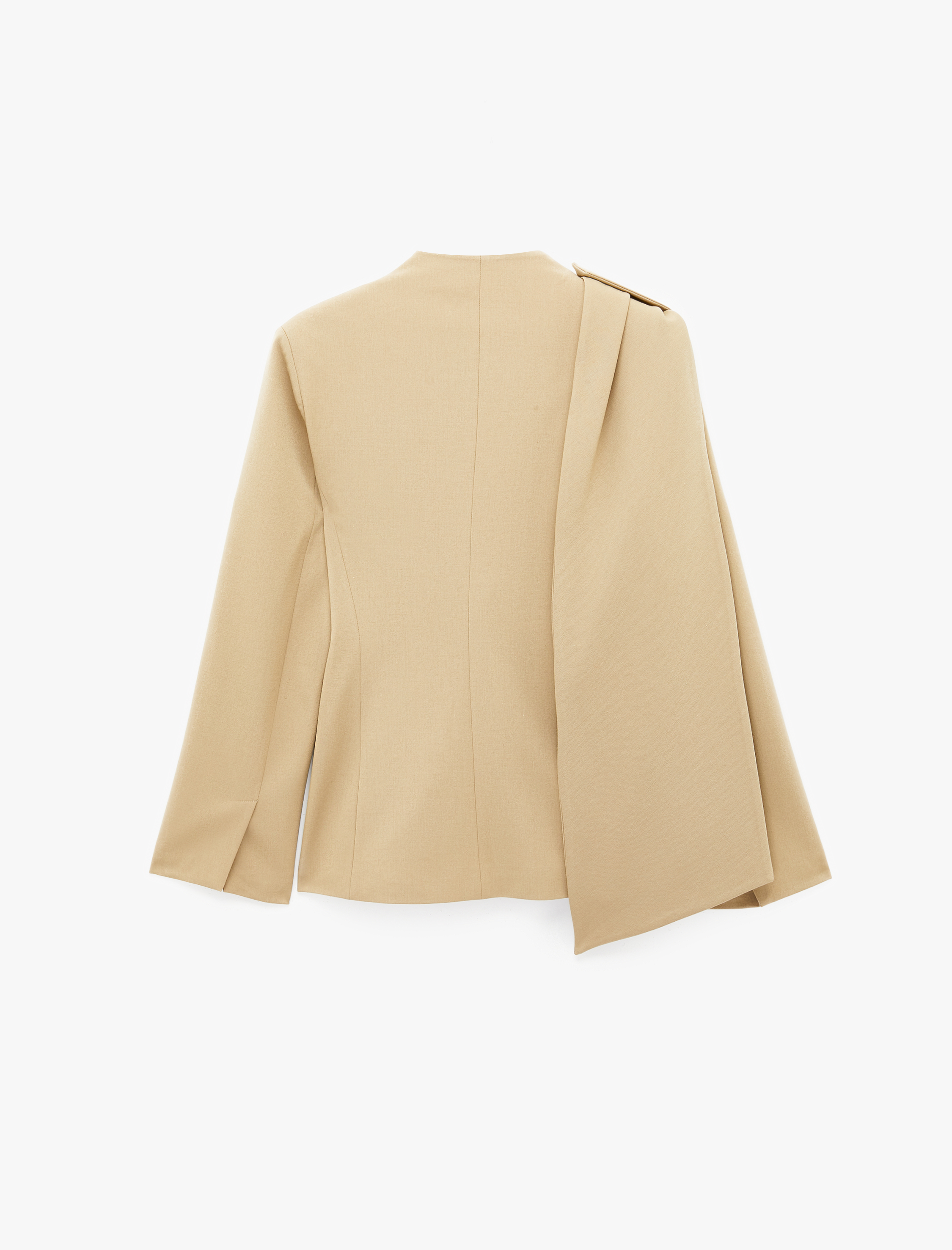 Koton Uzun Kollu Şal Yaka Düğmeli Asimetrik Drape Detaylı Peplum Blazer Ceket görsel 2