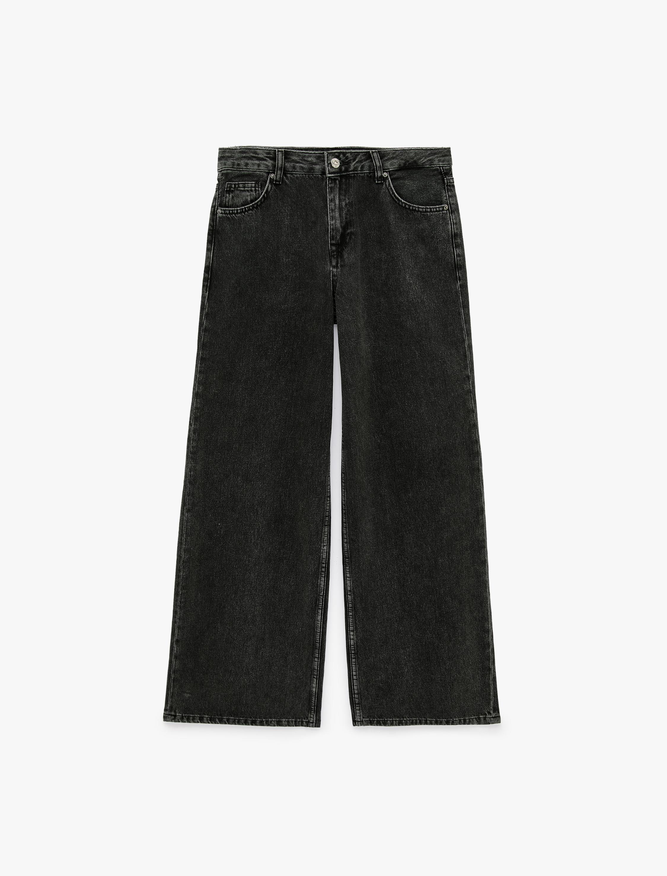 Koton Düşük Bel Cepli Bol Kesim Düz Paça Pamuklu Denim Pantolon - Loose Straight Fit Jean