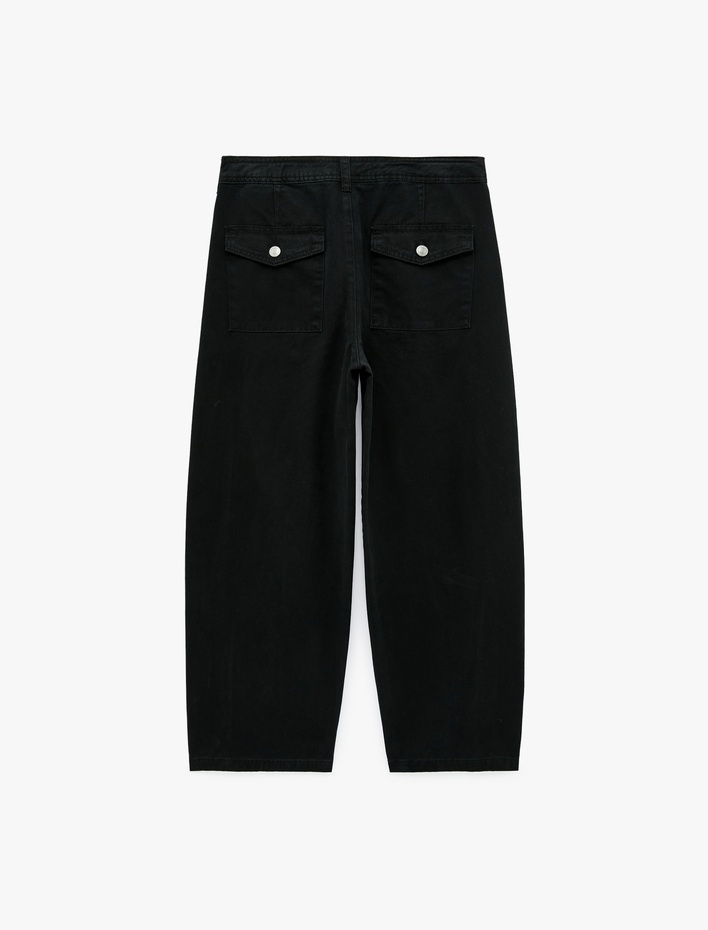  Rahat Kalıp Pamuklu Düz Paça Cepli Balon Fit Barrel Denim Pantolon - Barrel Jeans