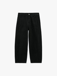 Rahat Kalıp Pamuklu Düz Paça Cepli Balon Fit Barrel Denim Pantolon - Barrel Jeans