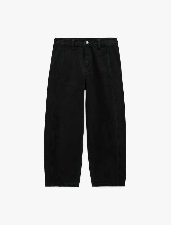  Rahat Kalıp Pamuklu Düz Paça Cepli Balon Fit Barrel Denim Pantolon - Barrel Jeans