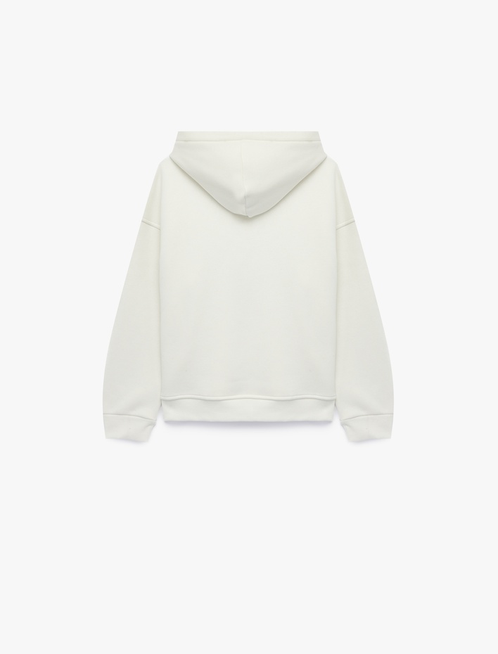 Kız Çocuk Taş Detaylı Şardonlu Uzun Kollu Kapşonlu Sweatshirt