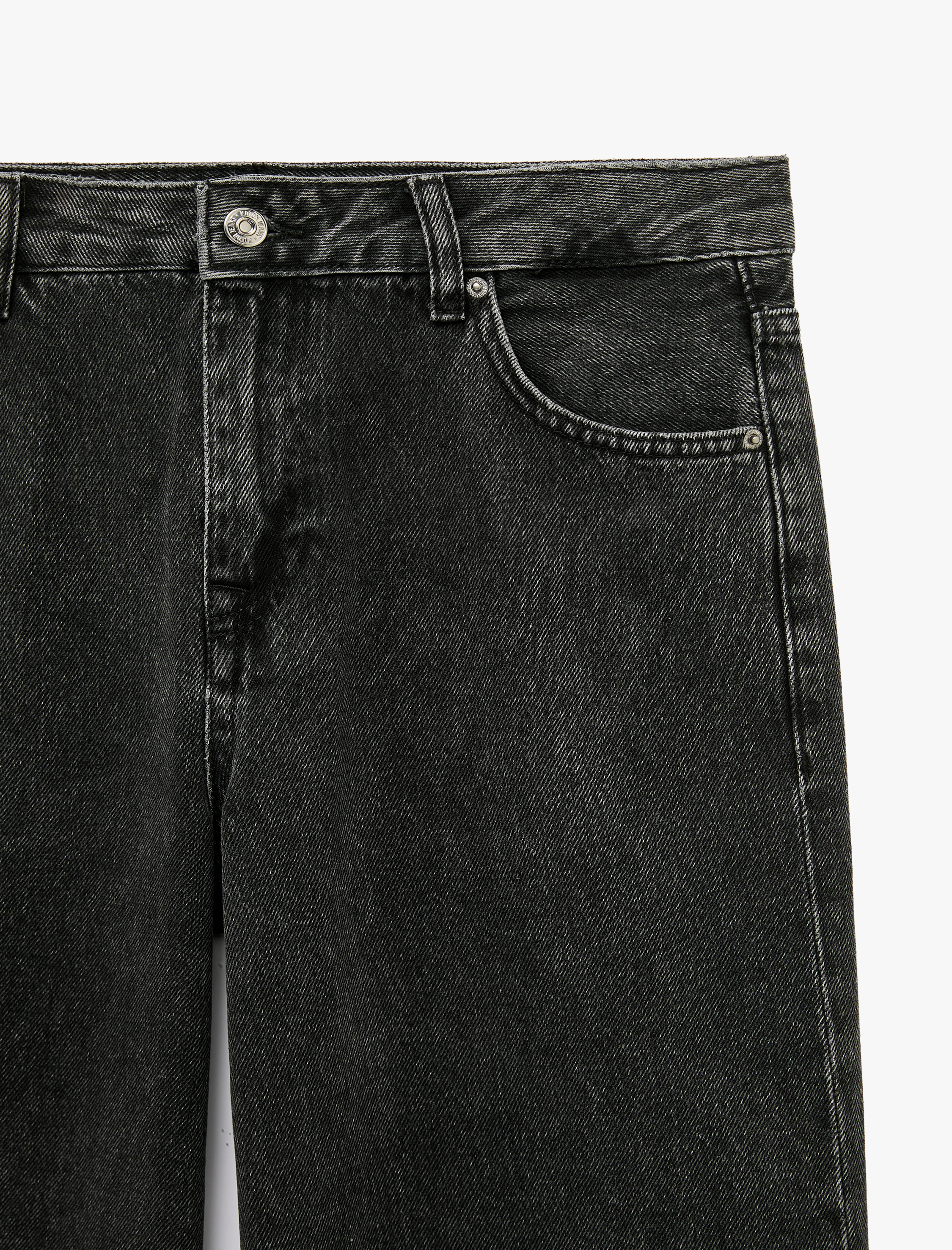 Koton Düşük Bel Cepli Bol Kesim Düz Paça Pamuklu Denim Pantolon - Loose Straight Fit Jean görsel 3