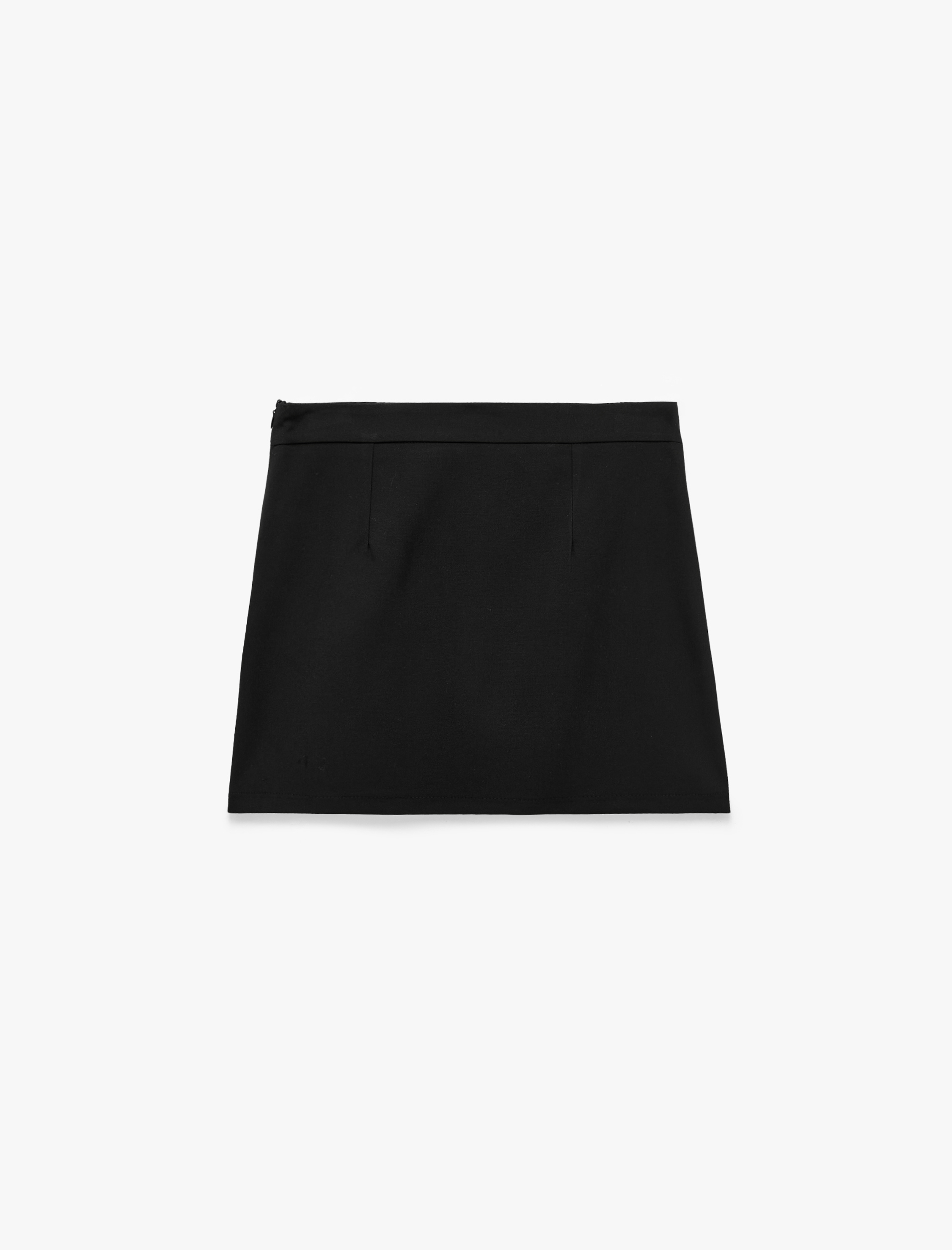 Koton Viskon Karışımlı Düğmeli Slim Fit Kruvaze Mini Etek görsel 2