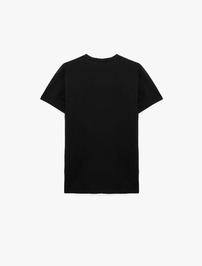  Pamuklu Kısa Kollu Bisiklet Yaka Basic Slim Fit Tişört