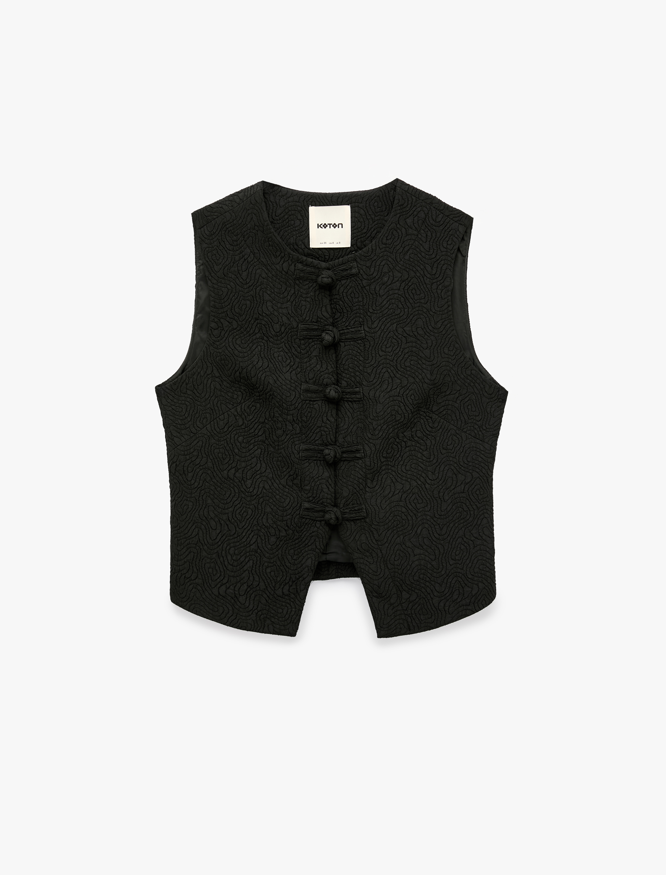   Slim Fit Dokulu Bisiklet Yaka Süs Düğmeli Yelek
