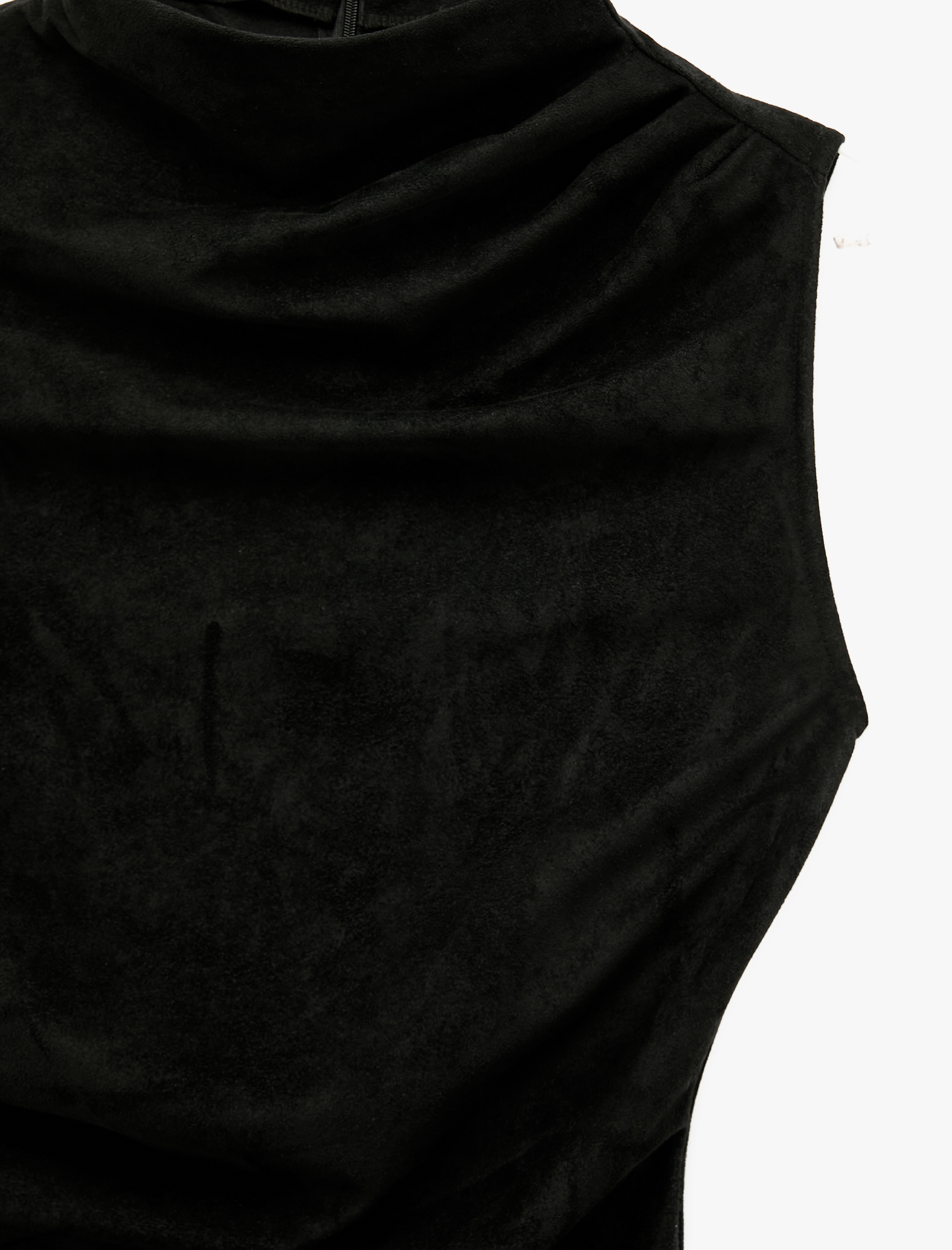 Koton Drape Detaylı Dar Kesim Kolsuz Bodycon Dik Yaka Mini Elbise görsel 3