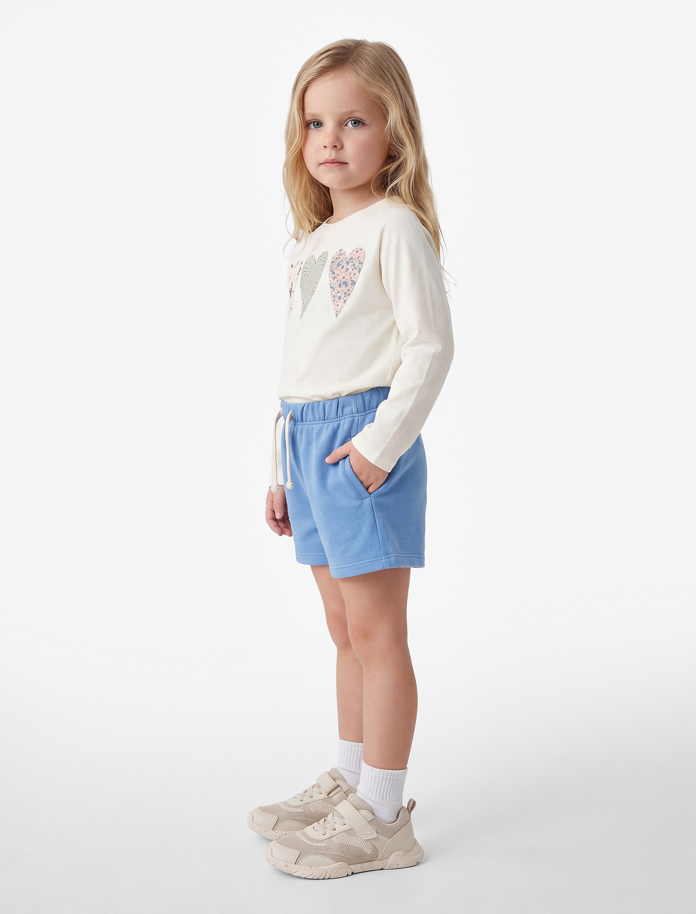  Kız Bebek Beli Bağcıklı Cep Detaylı Basic Şort