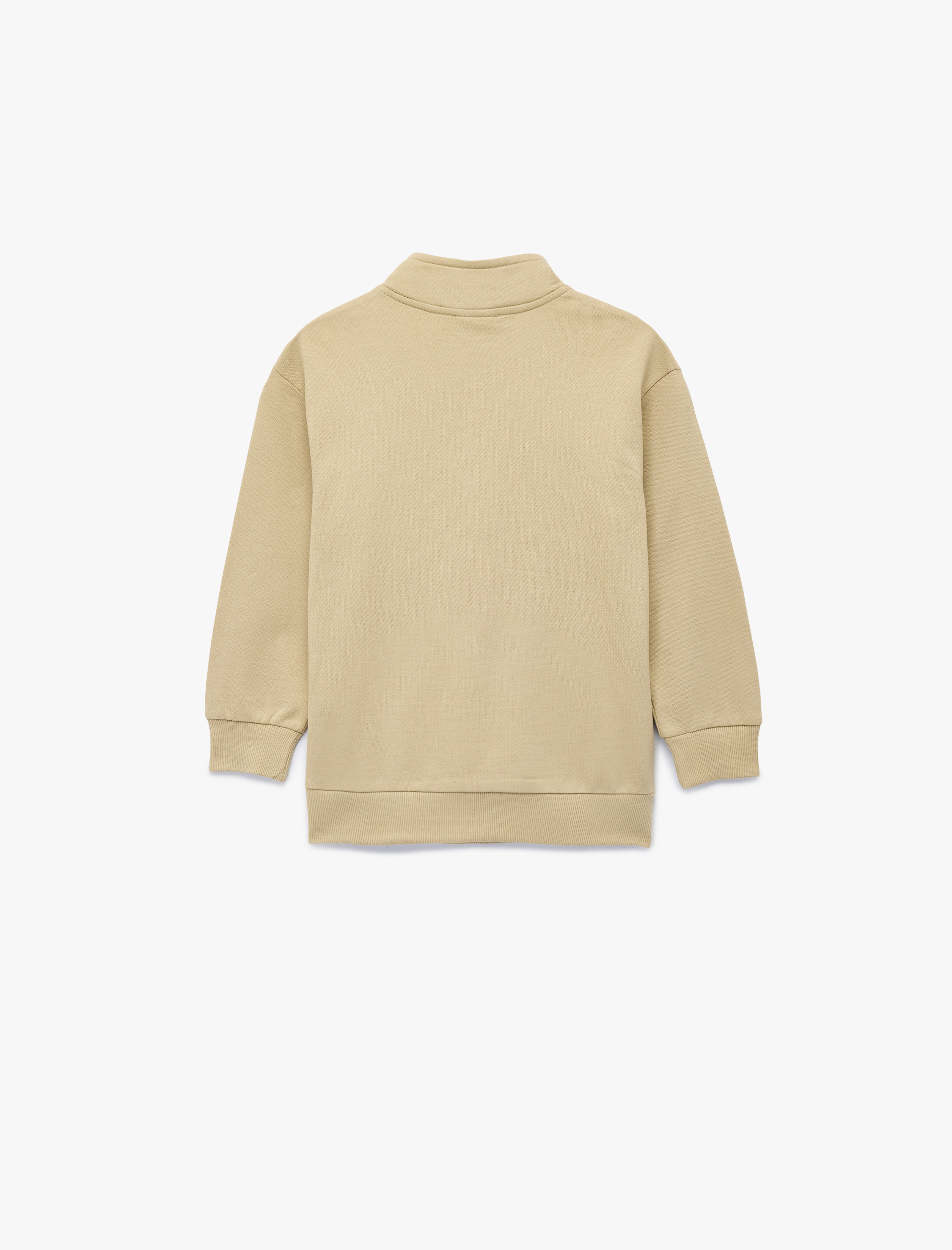  Erkek Çocuk Dik Yaka Uzun Kollu Yarım Fermuarlı Pamuklu Basic Şardonlu Sweatshirt