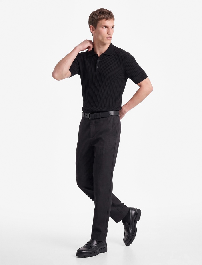  Regular Fit Kısa Kollu Pamuklu Dokulu Düğmeli Polo Yaka Triko Tişört