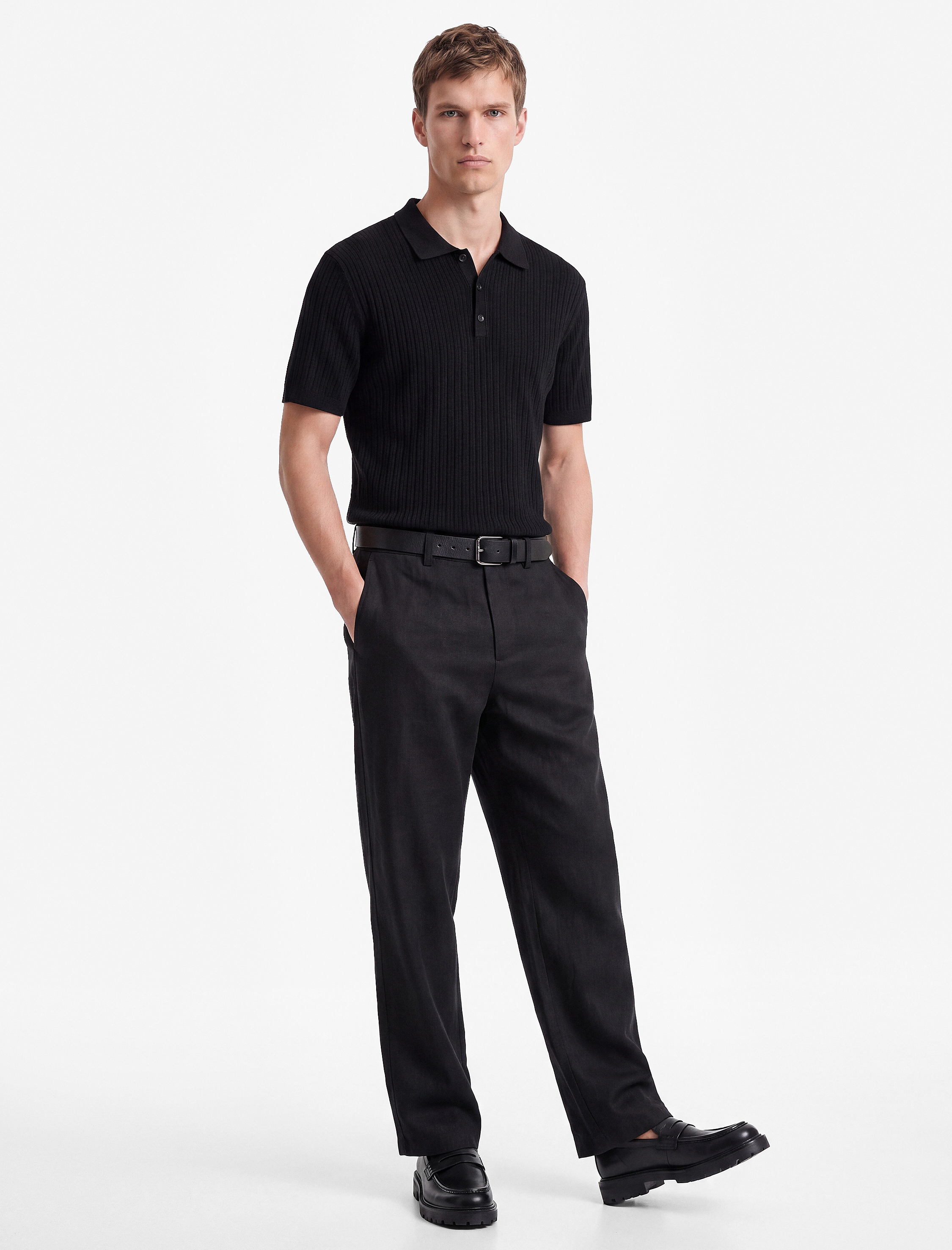 Koton Regular Fit Kısa Kollu Pamuklu Dokulu Düğmeli Polo Yaka Triko Tişört