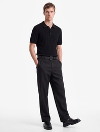 Regular Fit Kısa Kollu Pamuklu Dokulu Düğmeli Polo Yaka Triko Tişört