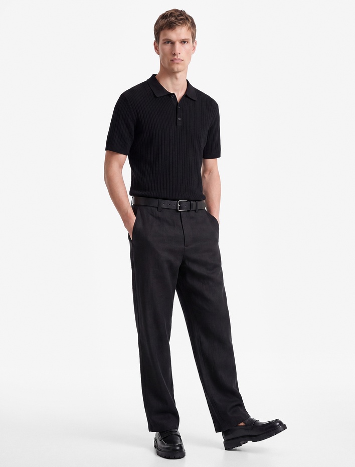  Regular Fit Kısa Kollu Pamuklu Dokulu Düğmeli Polo Yaka Triko Tişört