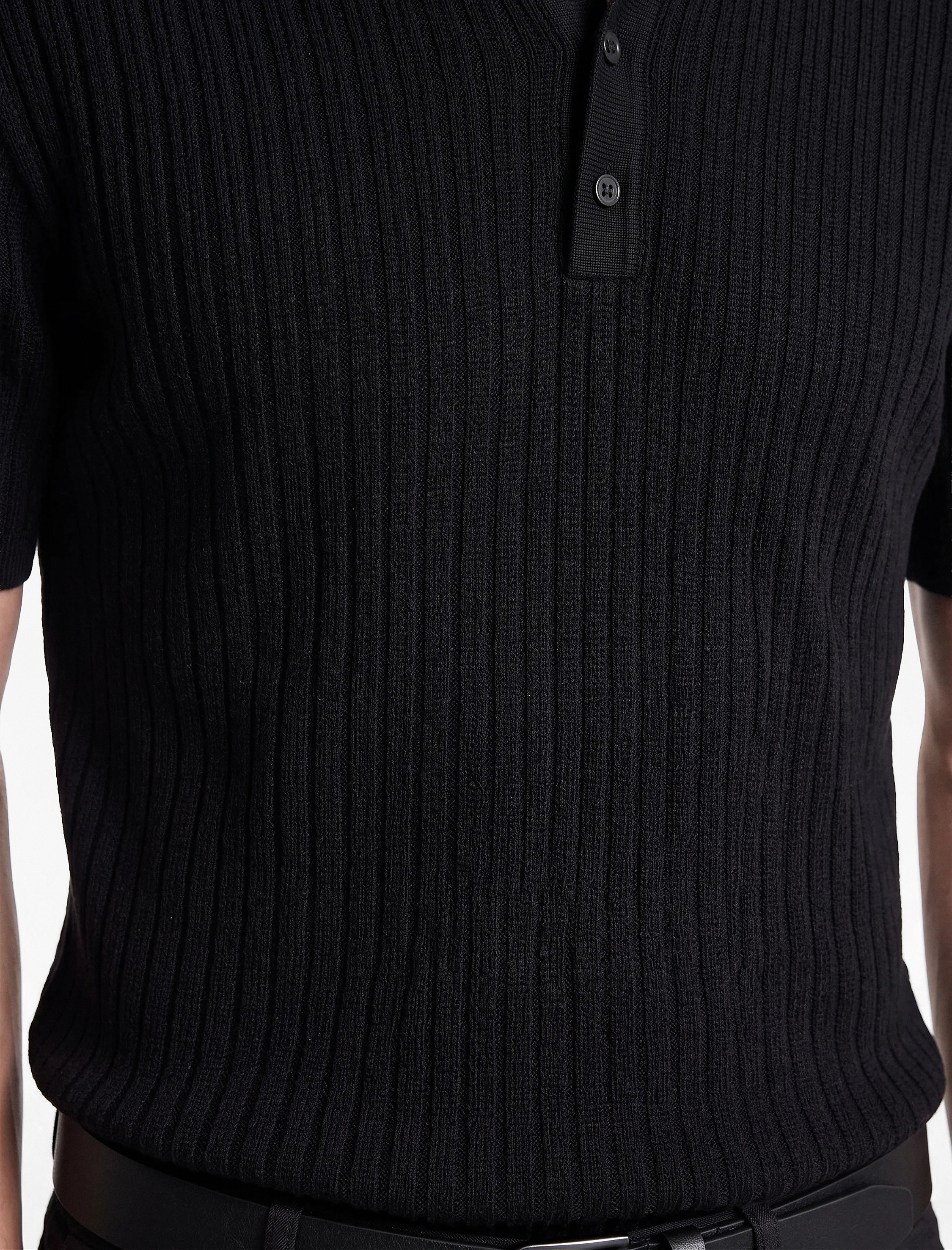 Koton Regular Fit Kısa Kollu Pamuklu Dokulu Düğmeli Polo Yaka Triko Tişört görsel 5