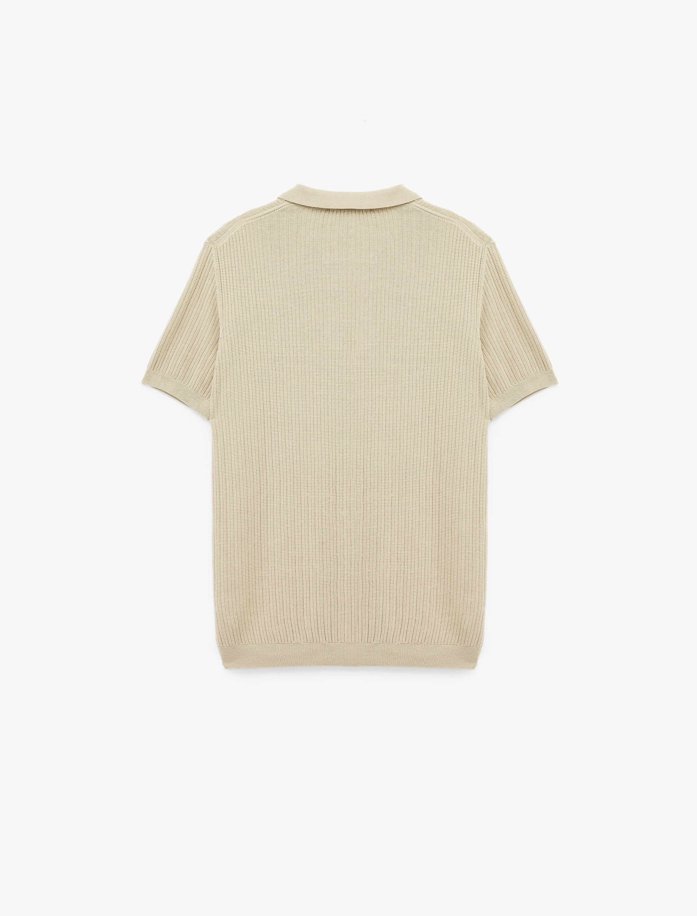 Koton Regular Fit Kısa Kollu Pamuklu Dokulu Düğmeli Polo Yaka Triko Tişört görsel 6